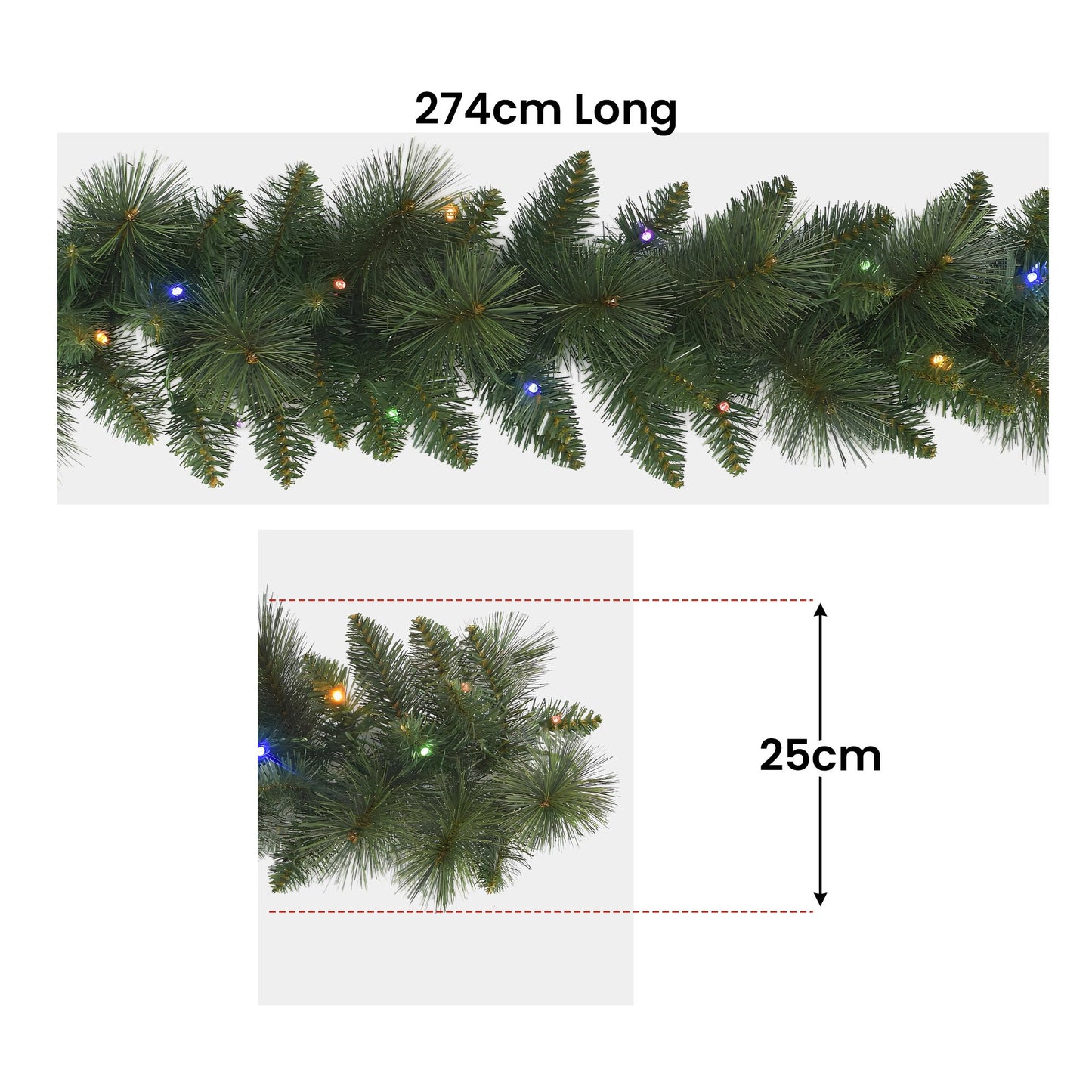 Christabelle 2.7m Christmas Garland with LED Lights Dorset Pine Mantle Decoration Ornament