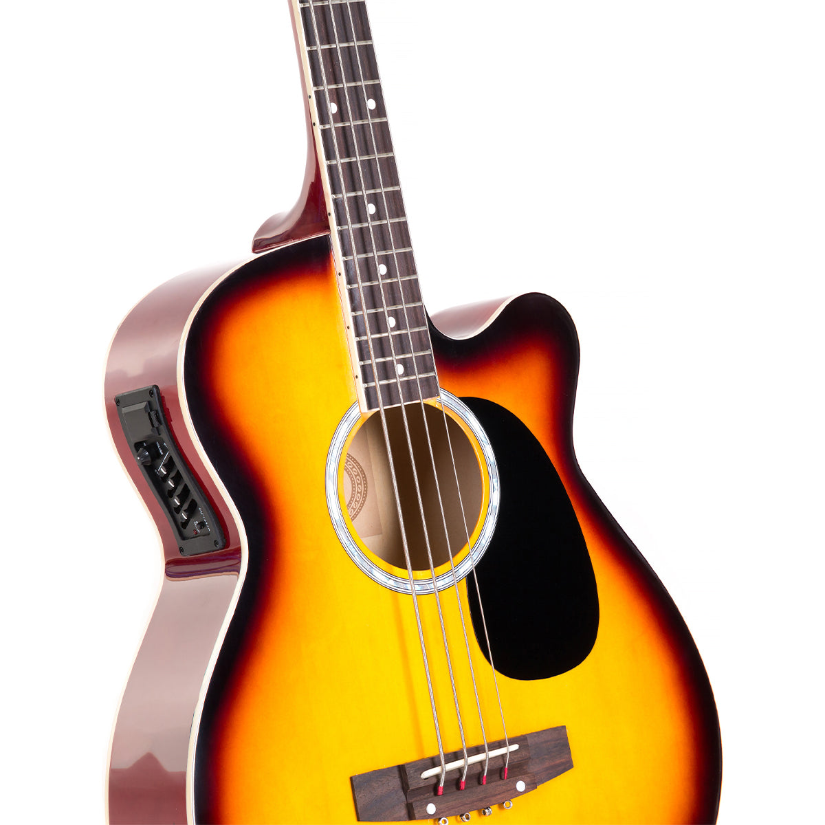 Karrera 4 String Acoustic Bass Guitar Electric Pickup Band Equaliser Sunburst