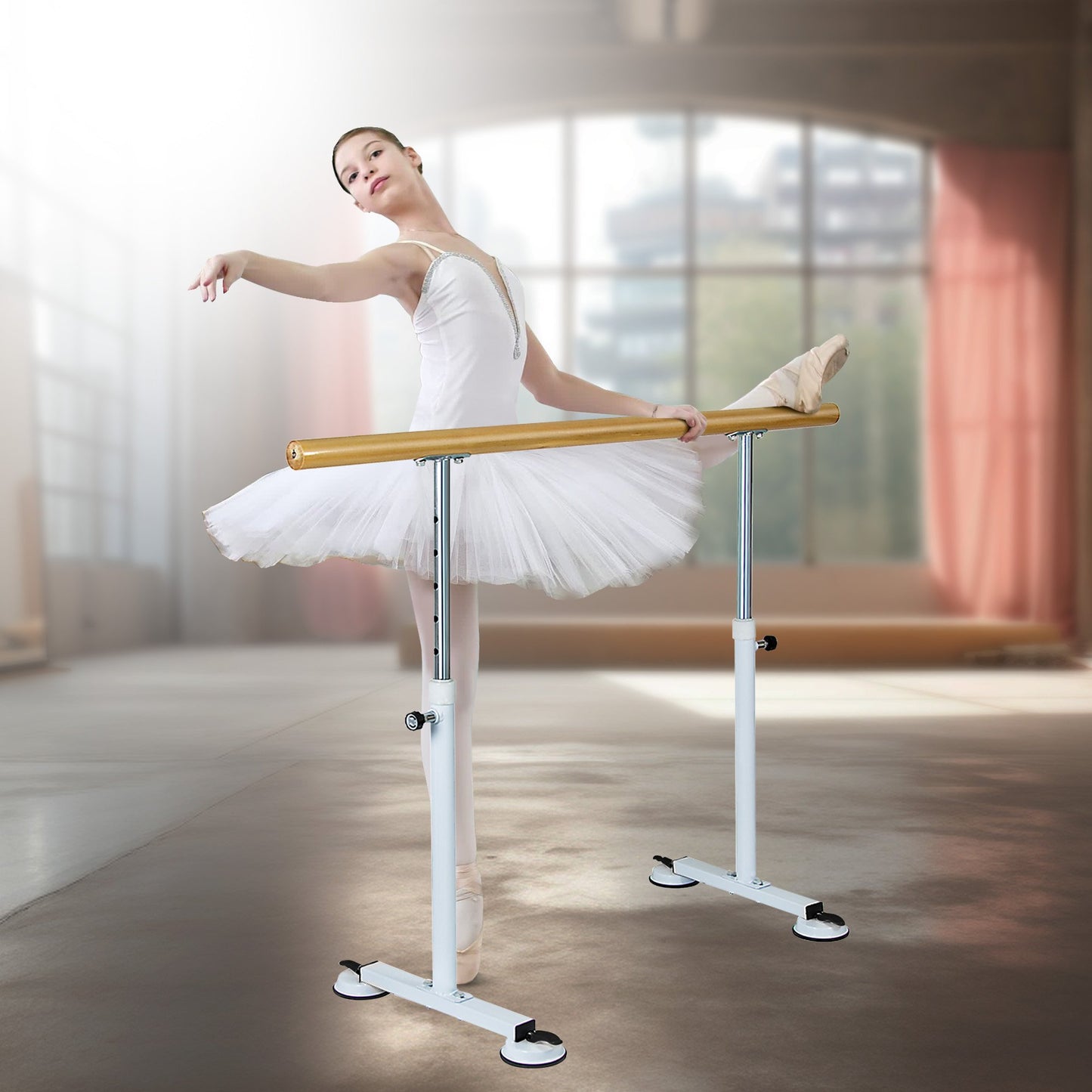 Powertrain 150cm Ballet Barre Freestanding Adjustable Height