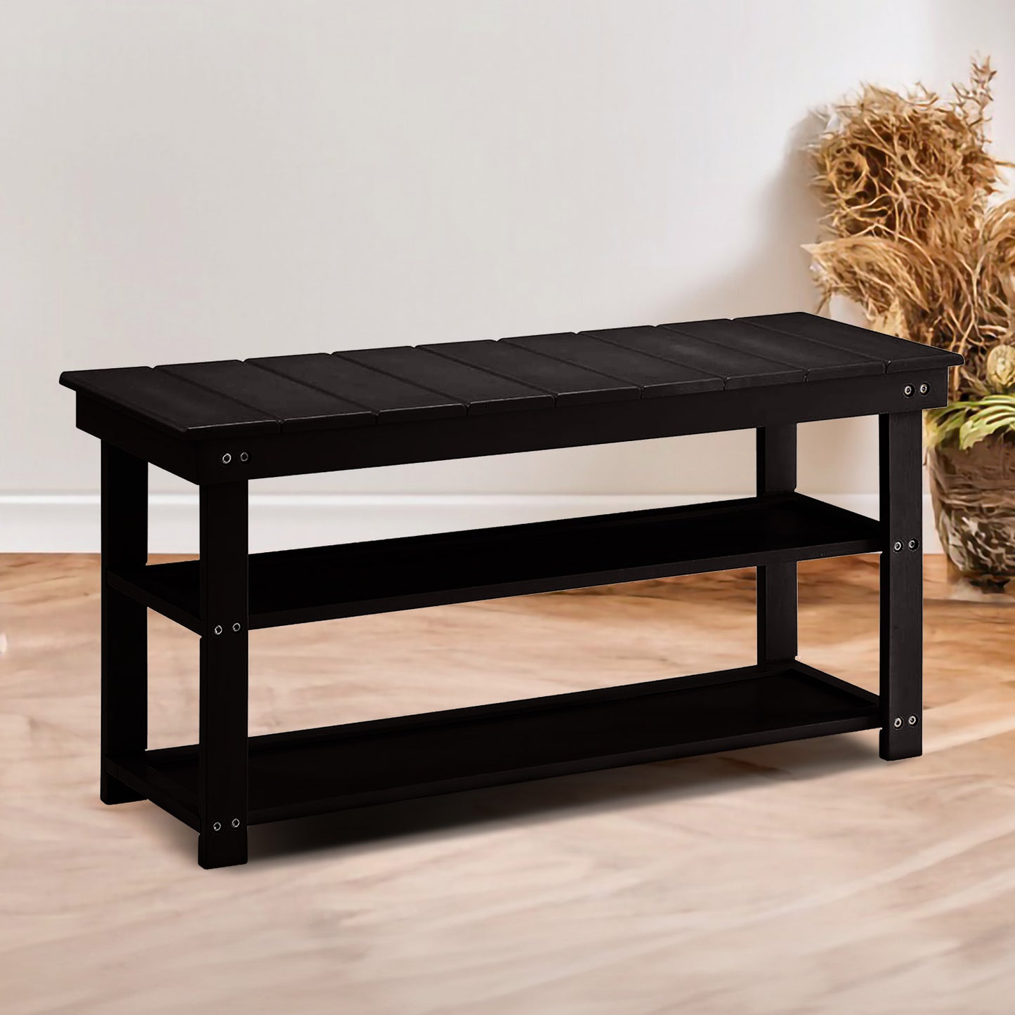 Sarantino Maeve Shoe Storage Bench - Black