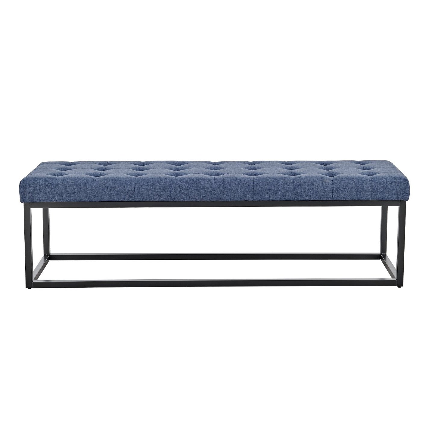 Cameron Button-Tufted Upholstered Bench with Metal Legs - Blue