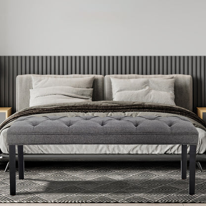 Cate Button-Tufted Upholstered Bench by Sarantino - Dark Grey