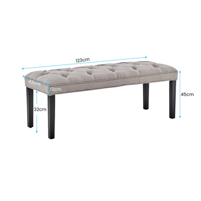 Cate Button-Tufted Upholstered Bench by Sarantino - Light Grey
