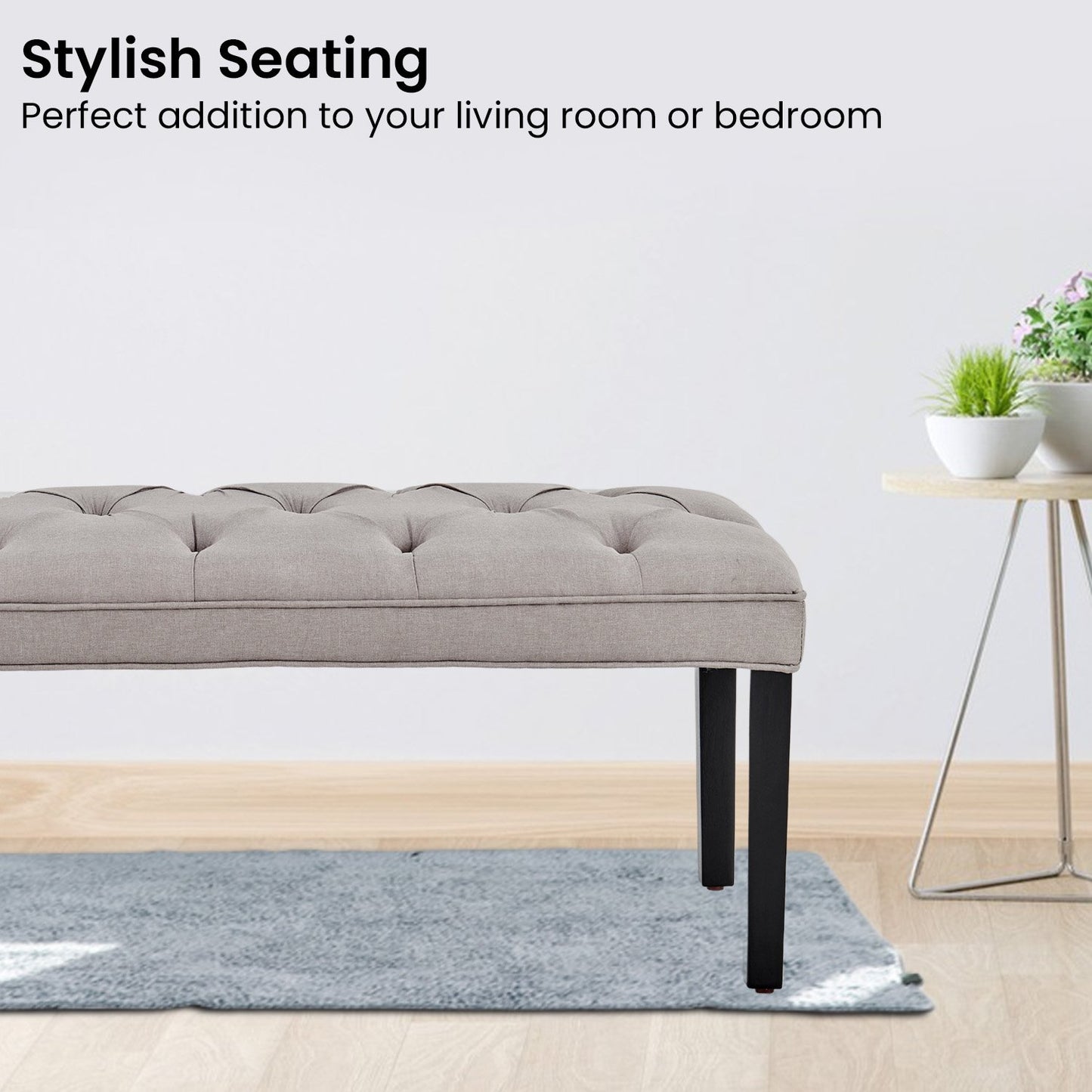 Cate Button-Tufted Upholstered Bench by Sarantino - Light Grey