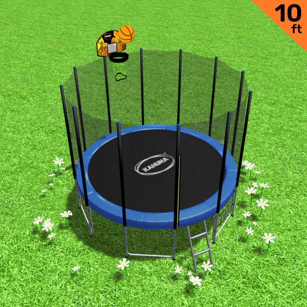 Kahuna Blizzard 10 ft Trampoline with Basketball Set Blue