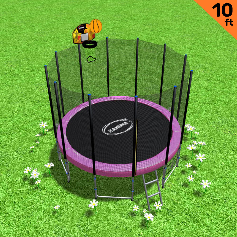 Kahuna Blizzard 10 ft Trampoline with Basketball Set Pink
