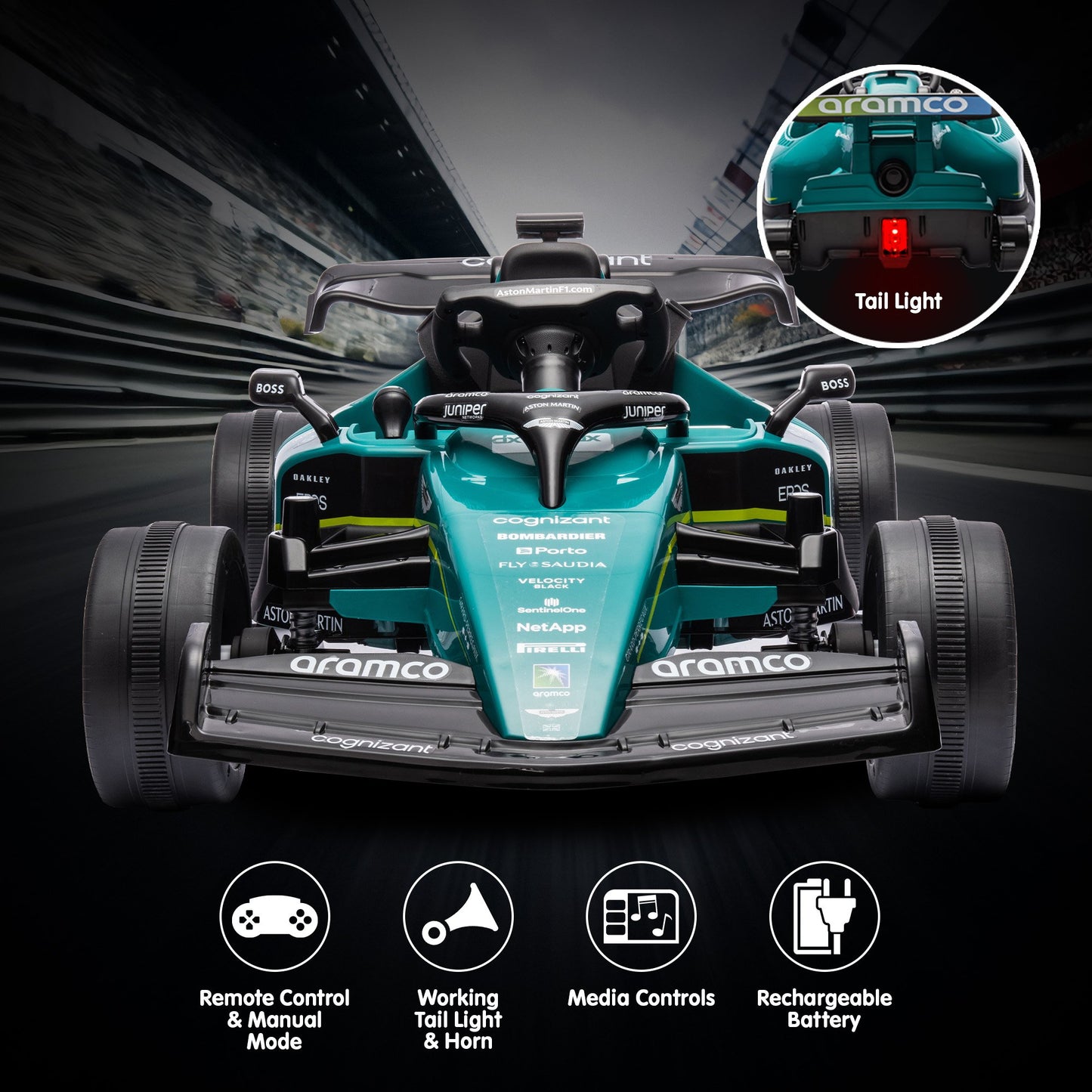 Aston Martin Aramco F1 Licensed Electric Kids Ride On Race Car