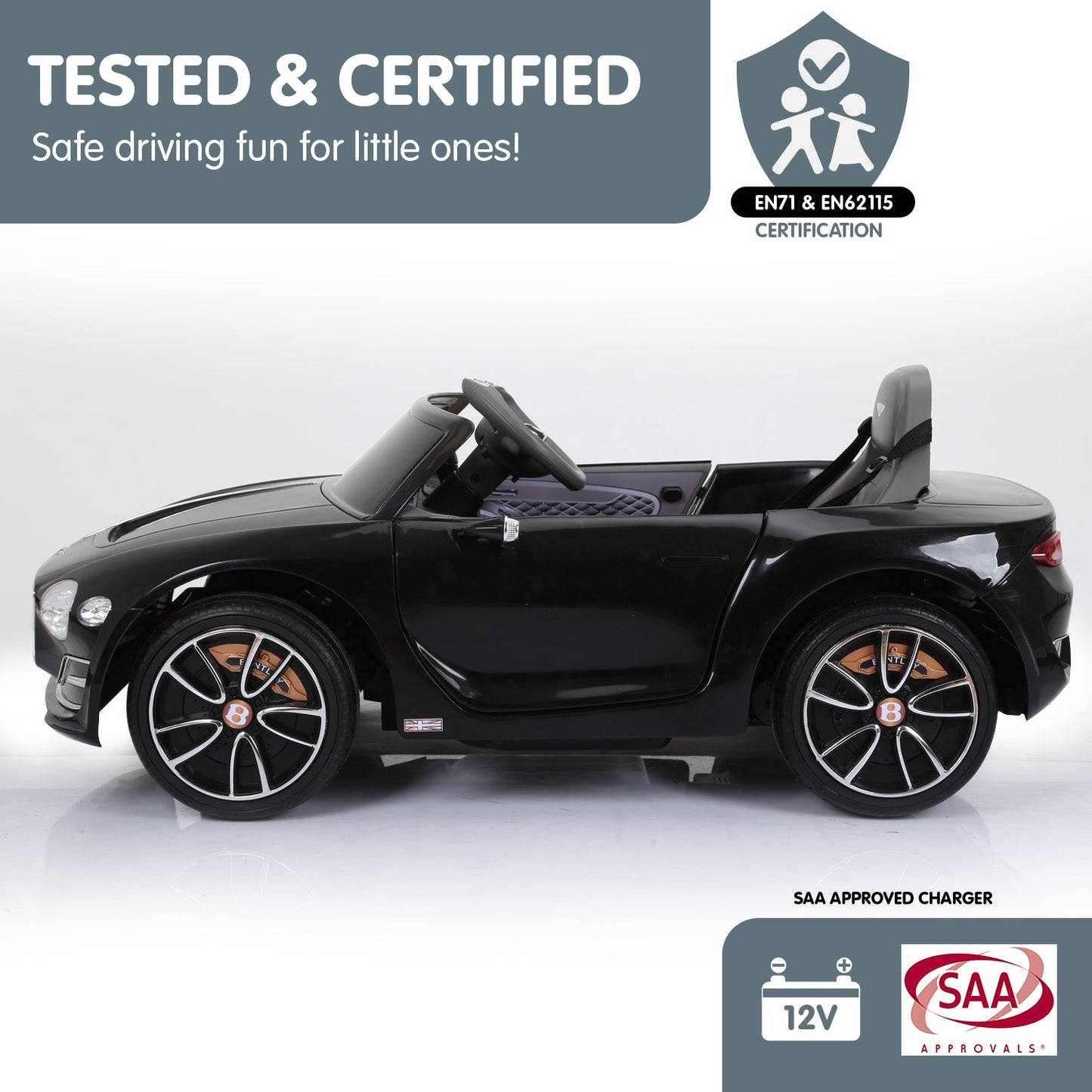 Kahuna Bentley Exp 12 Licensed Speed 6E Electric Kids Ride On Car - Black
