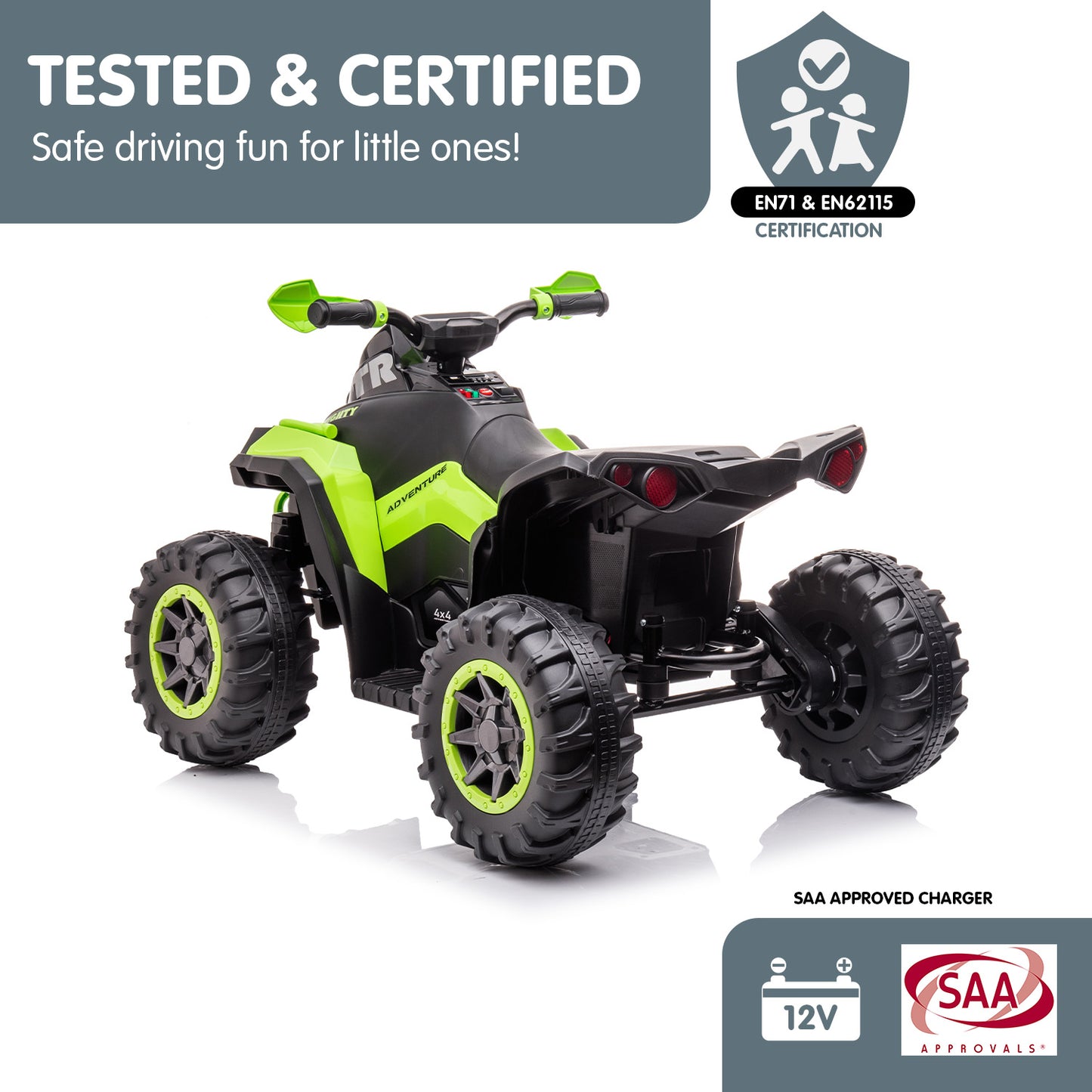 Kahuna GTS99 Kids Toy Electric Ride On Quad Bike Toy ATV 50W - Green