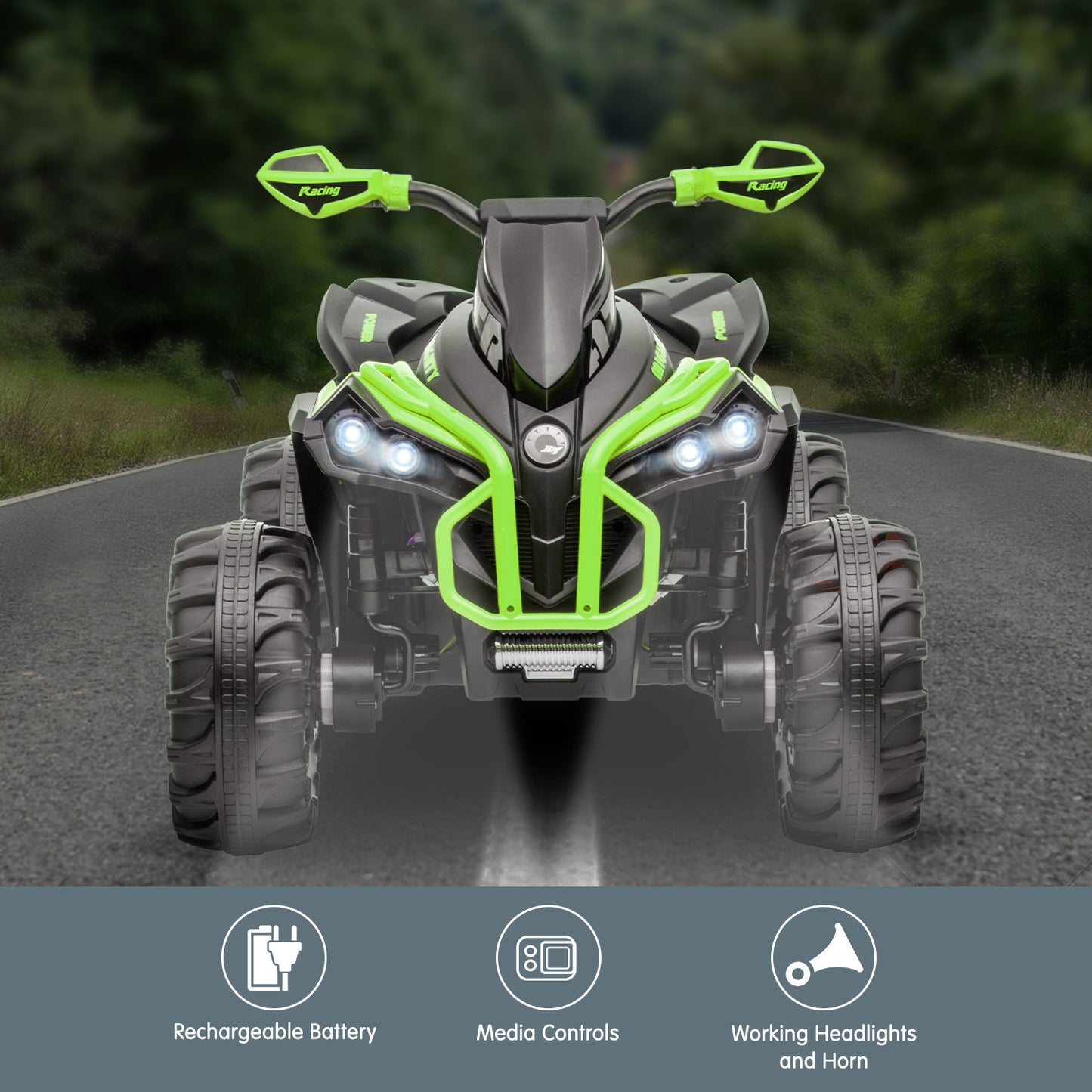 Kahuna GTS99 Kids Toy Electric Ride On Quad Bike Toy ATV 50W - Green