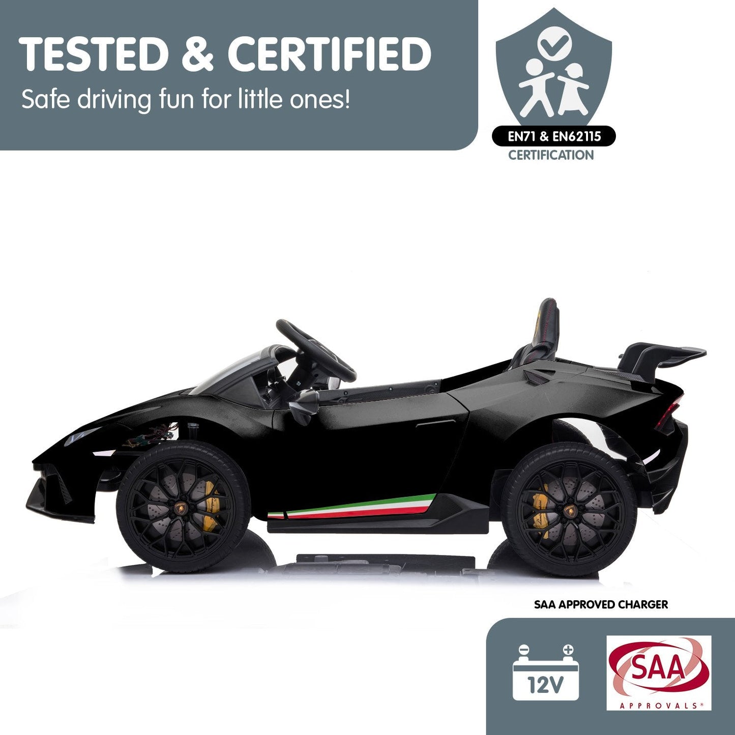 Kahuna Lamborghini Performante Kids Electric Ride On Car Black