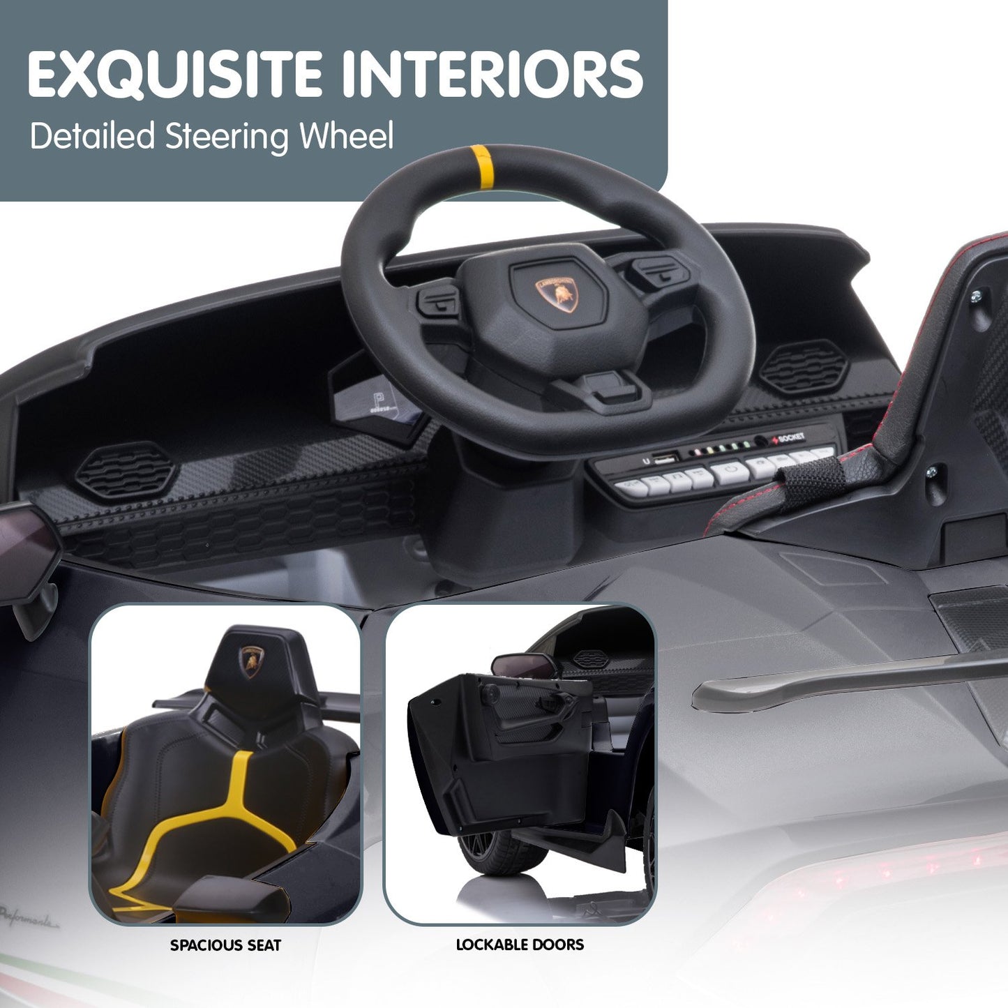 Lamborghini Performante Kids Electric Ride On Car Black