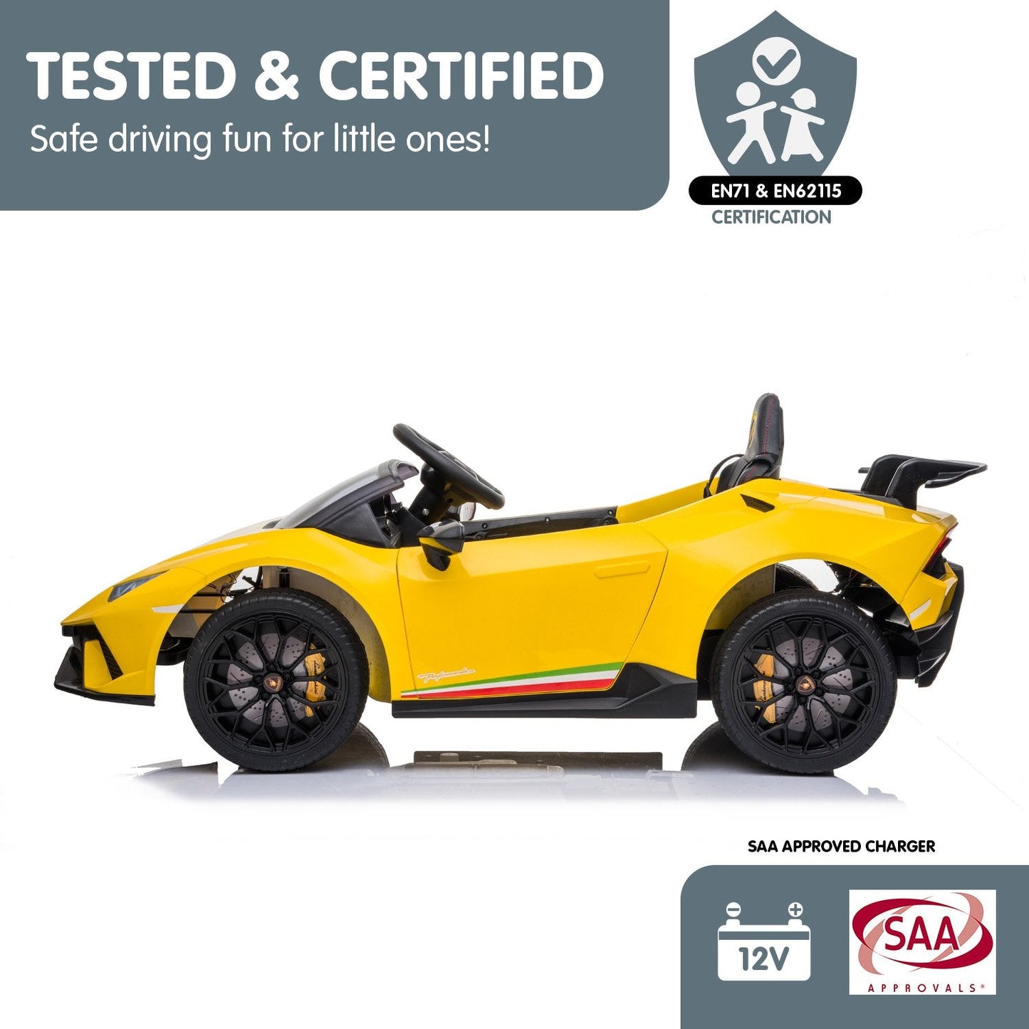 Kahuna Lamborghini Performante Kids Electric Ride On Car - Yellow