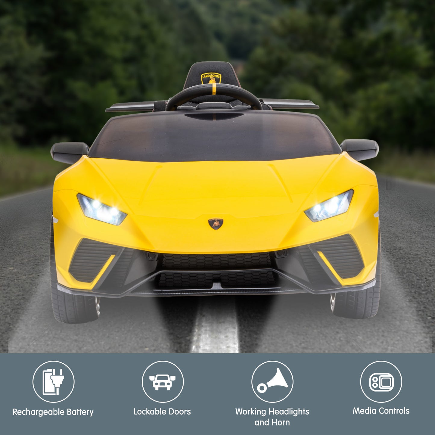 Lamborghini Performante Kids Electric Ride On Car - Yellow