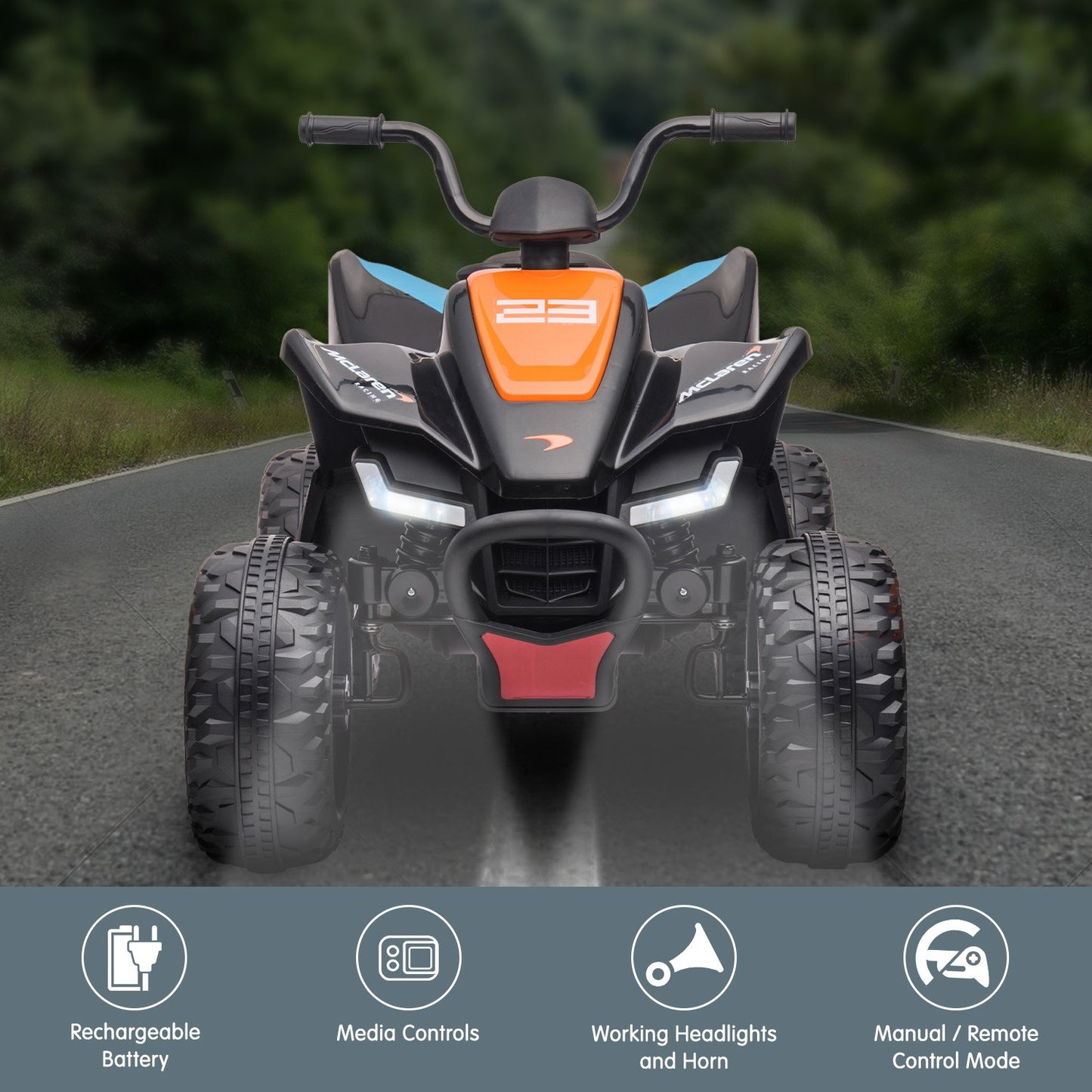 MCL35 McLaren Kids Toy Ride On Electric Quad Bike - Black