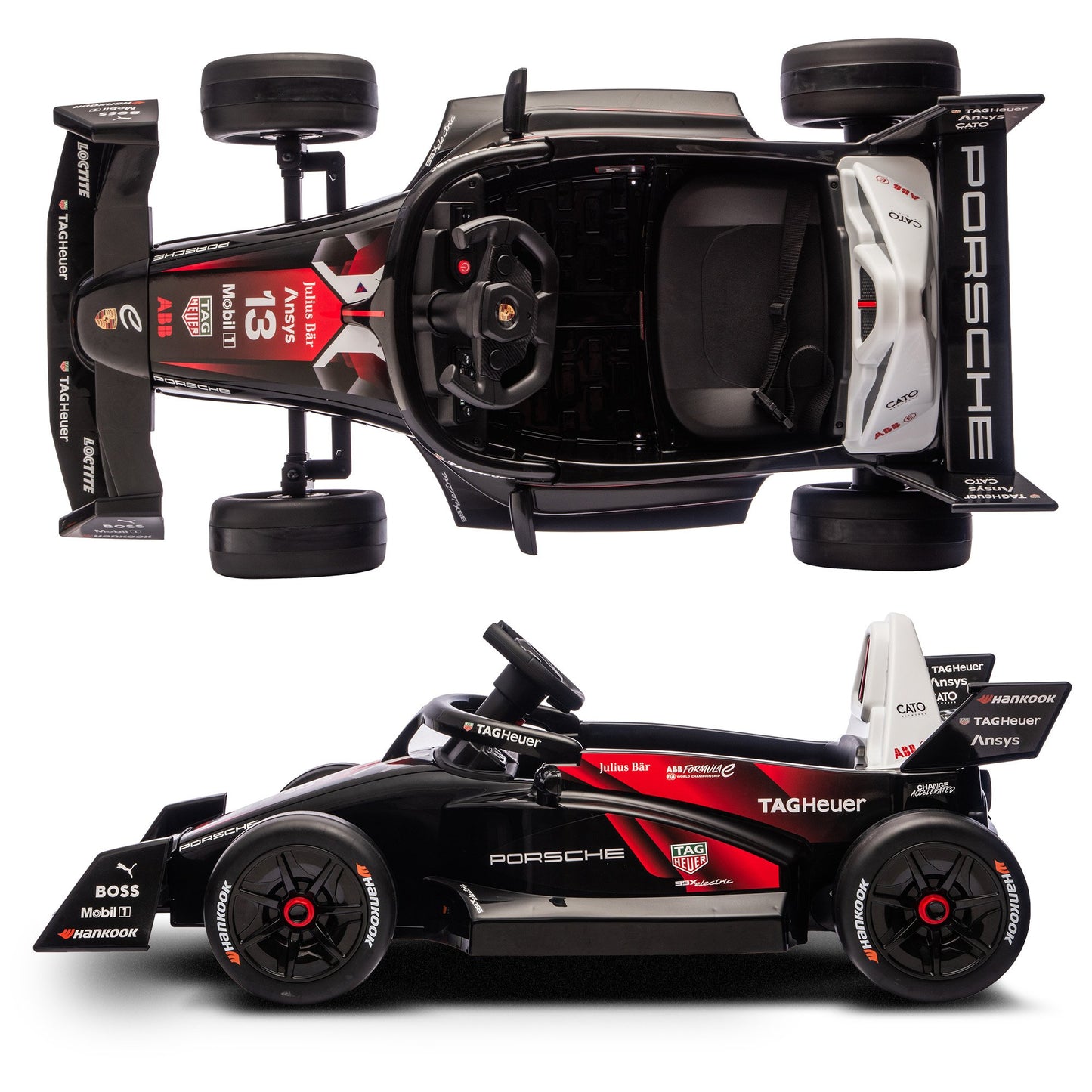Kahuna Porsche Formula E Kids Electric Ride On Car Remote Control 60W Dual Motors MP3 Player Suspension & Seat Belt