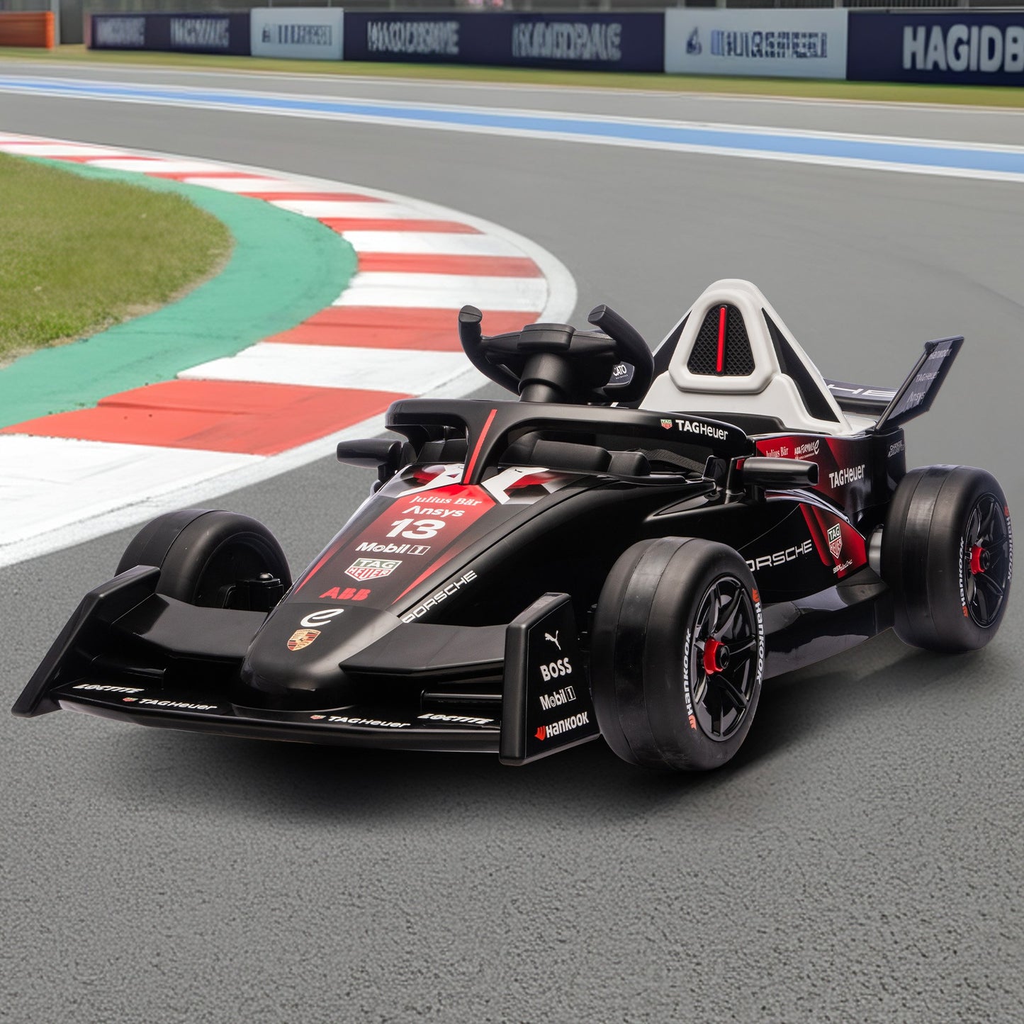Kahuna Porsche Formula E Kids Electric Ride On Car Remote Control 60W Dual Motors MP3 Player Suspension & Seat Belt