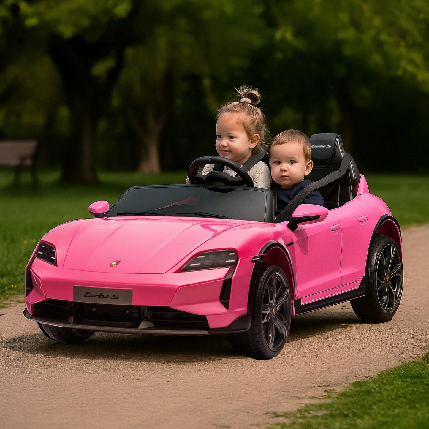 Kahuna Porsche Taycan Turbo S Kids Electric Ride On Car w/Remote Control 90W Four Wheel Suspension 2 Seater w/Seat Belt