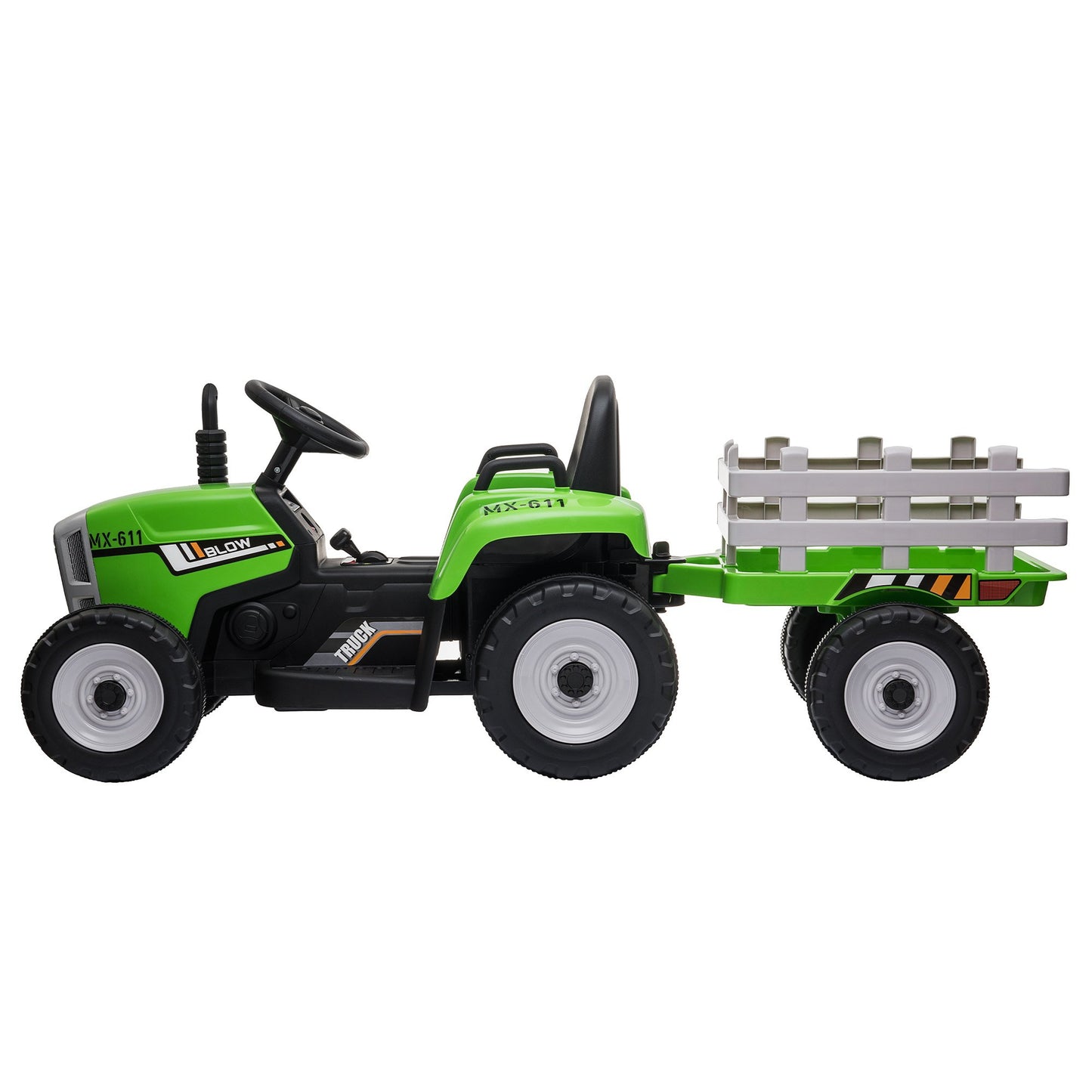 Kahuna MX-611 Kids Electric Ride On Tractor Trailer Car Green Grey