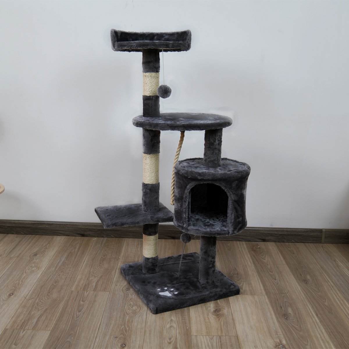 Furtastic 135cm Cat Tree Scratching Post - Dark Grey