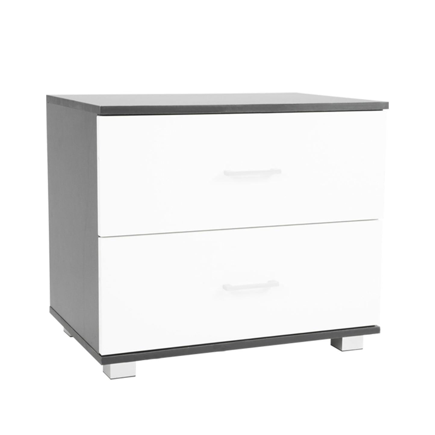 Bedside Table with Drawers MDF - Black White