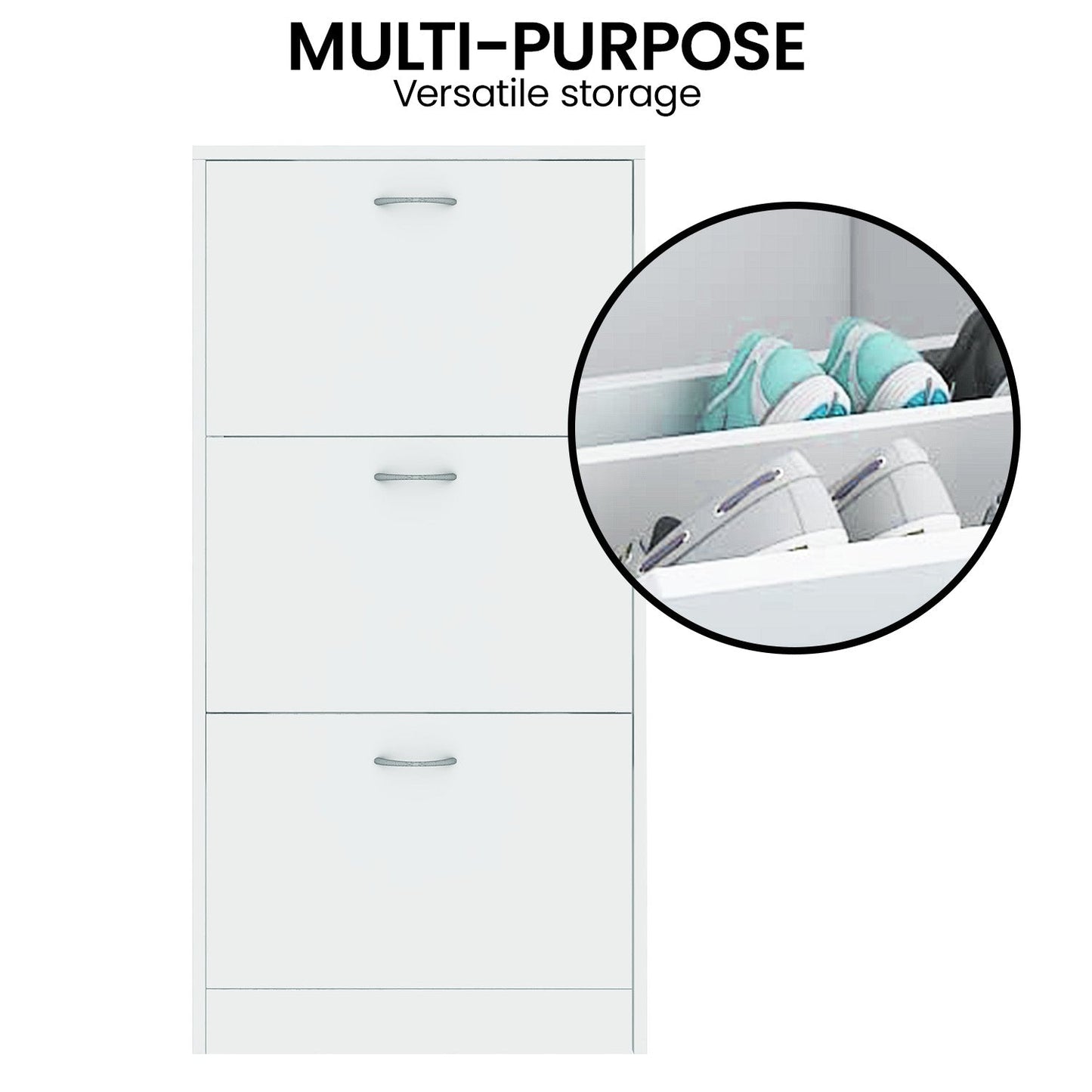 Sarantino Mavis Shoe Cabinet - White