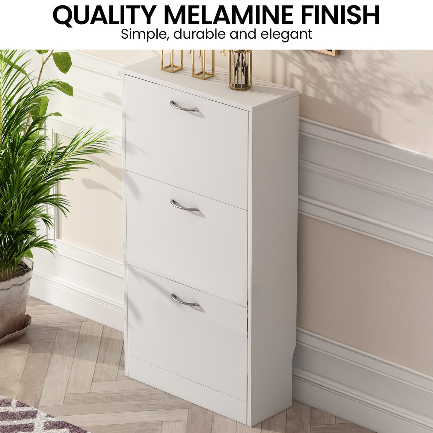 Sarantino Mavis Shoe Cabinet - White