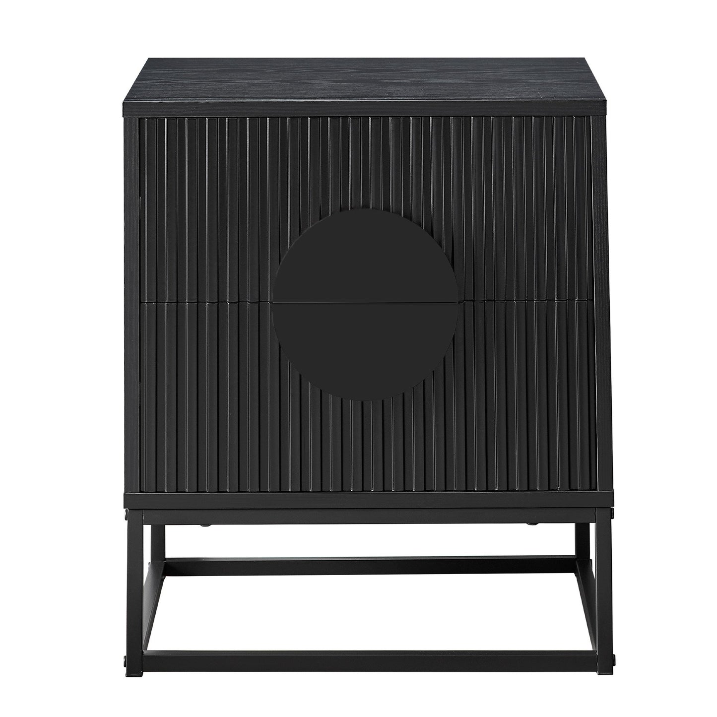 Sarantino Silvia Bedside Table with Black Handles and 2 Drawers