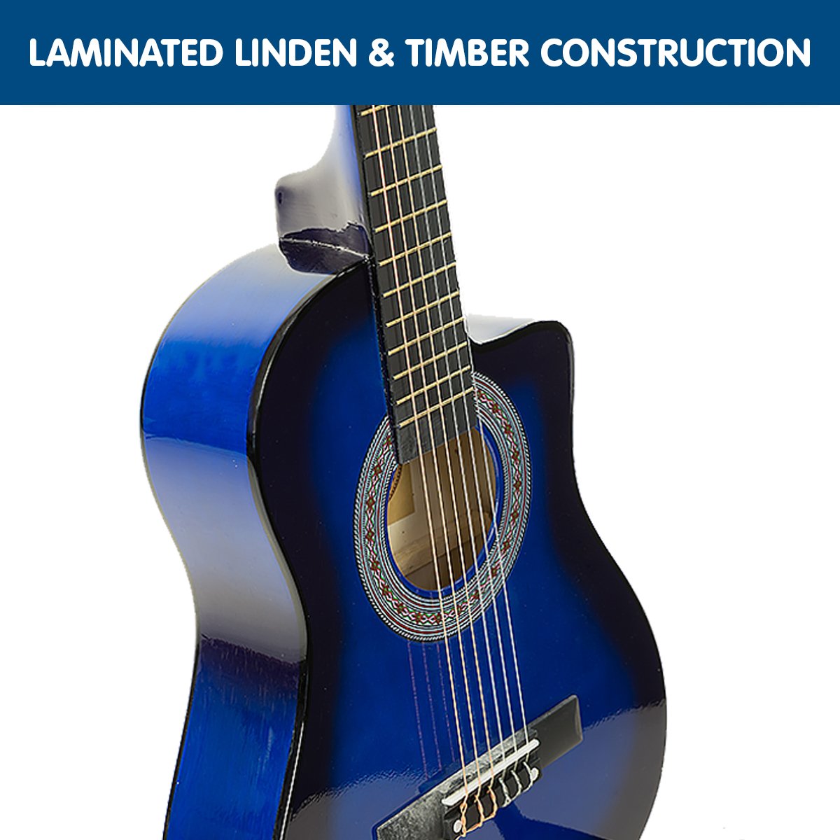 38in Cutaway Acoustic Guitar with guitar bag - Blue Burst