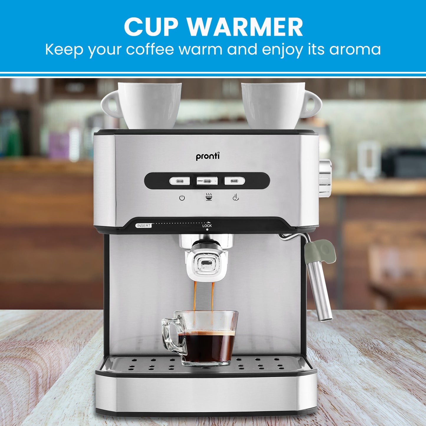Pronti 1.6L Automatic Coffee Espresso Machine with Steam Frother