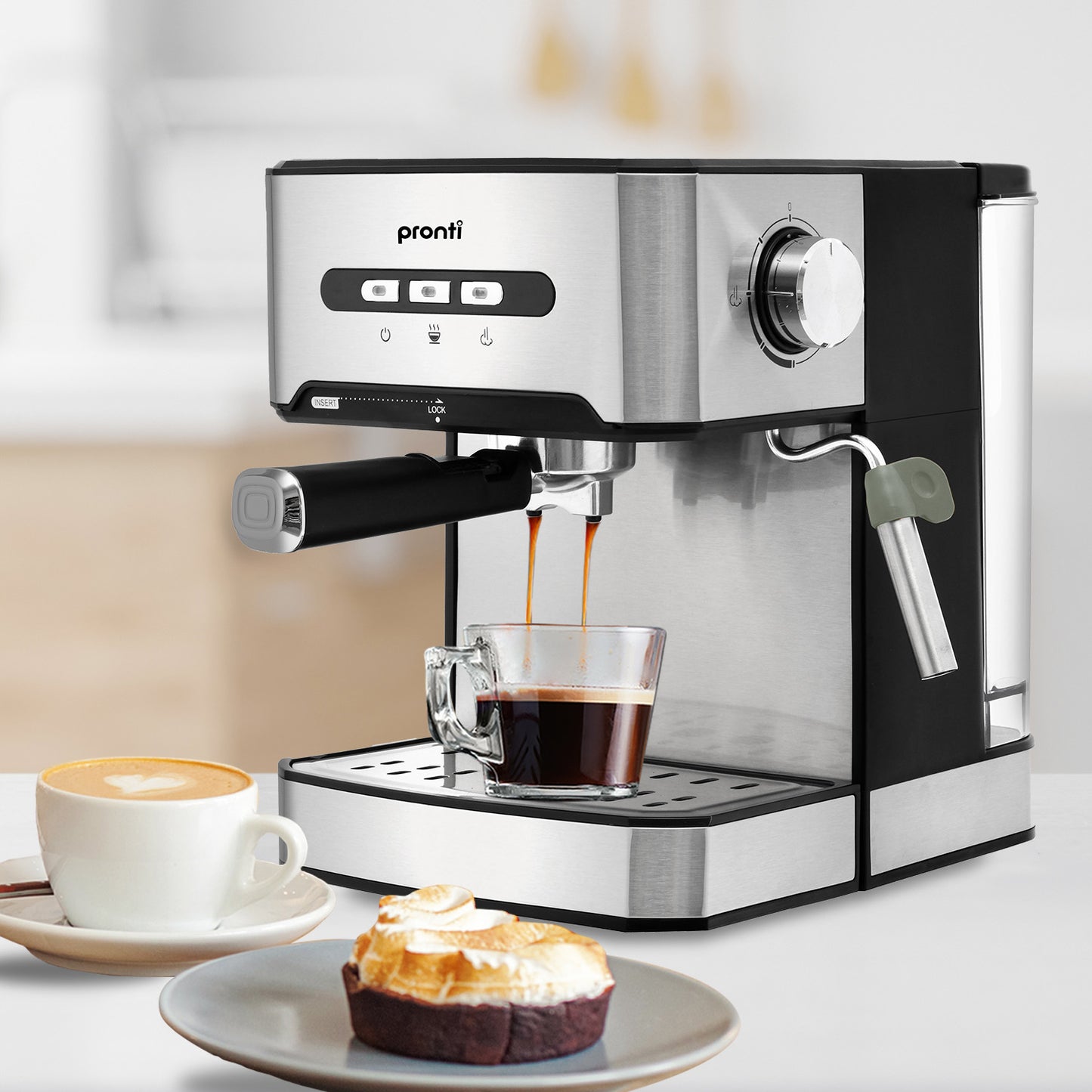 Pronti 1.6L Automatic Coffee Espresso Machine with Steam Frother