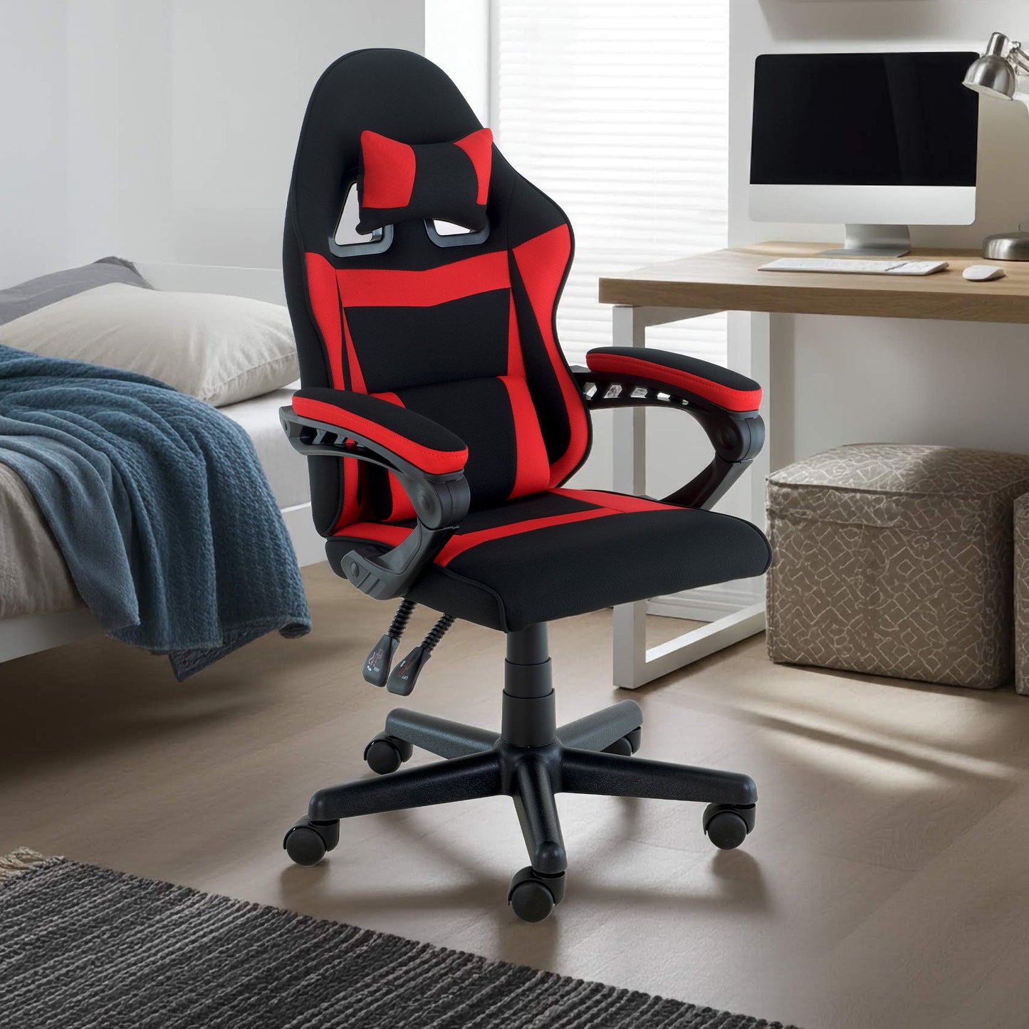 Sarantino Antre Kids Study Gaming Chair in Black and Red Office Adjustable Height Chair