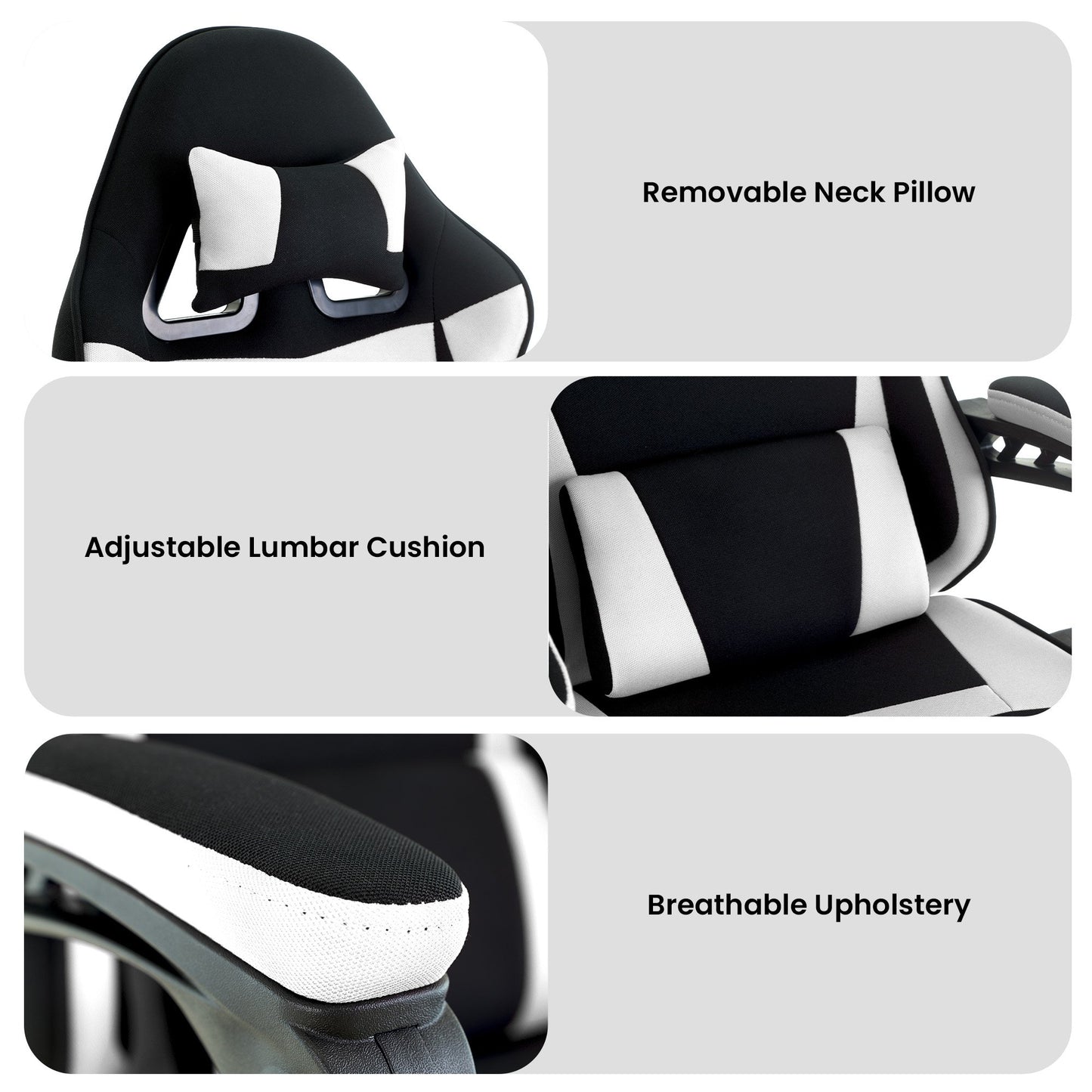 Sarantino Antre Kids Study Gaming Chair in Black and White Office Adjustable Height Chair
