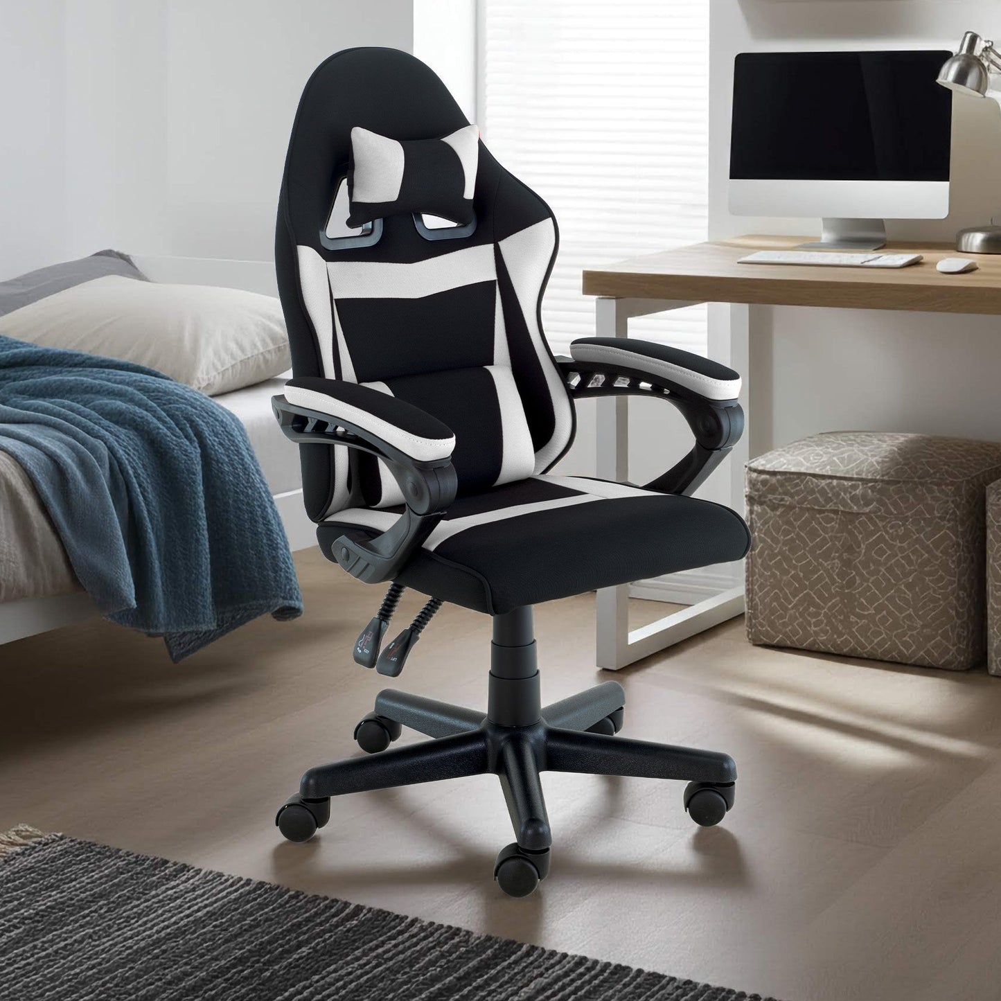 Sarantino Antre Kids Study Gaming Chair in Black and White Office Adjustable Height Chair