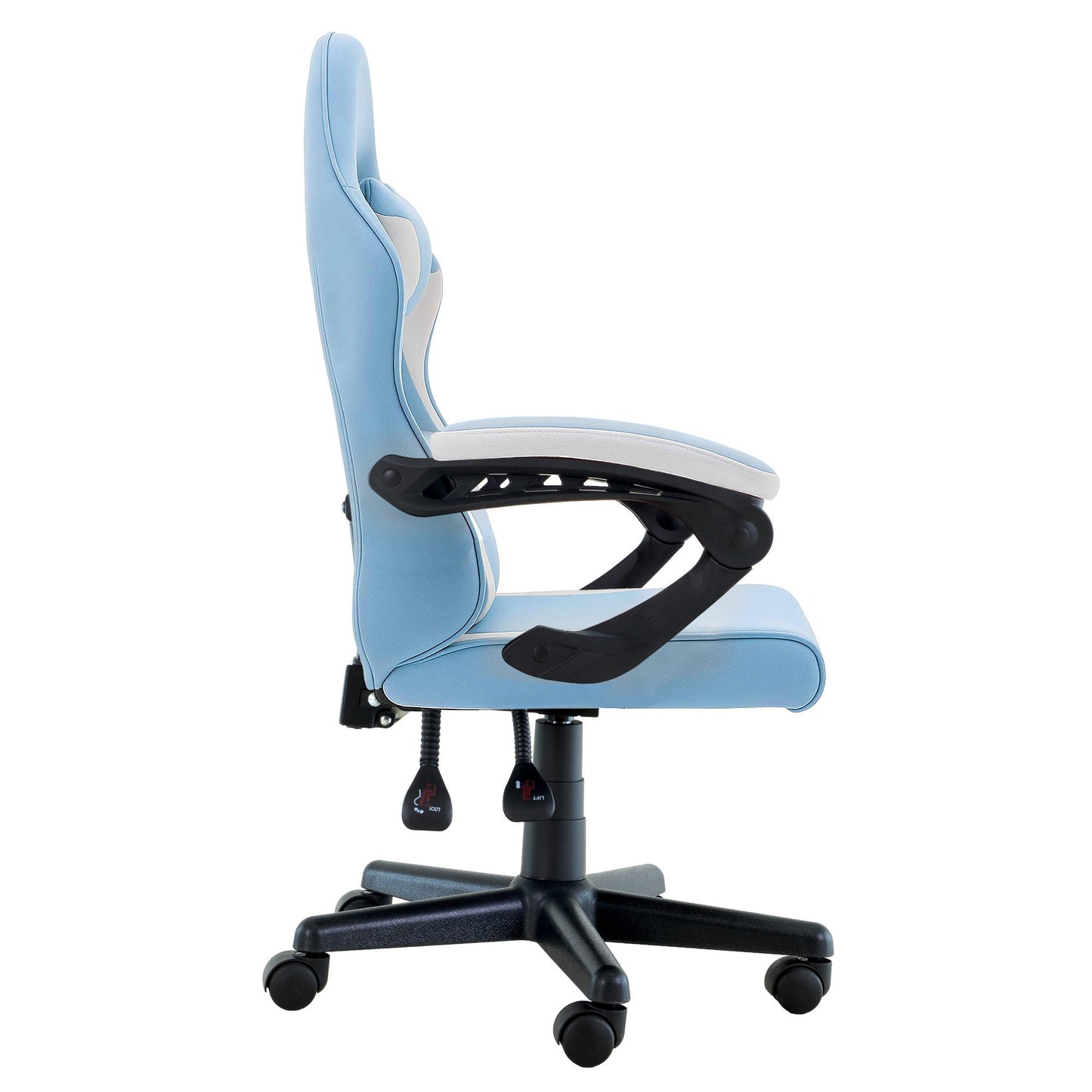 Sarantino Antre Kids Study Gaming Chair Blue White Computer Desk Seat Racing Inspired-Look with Adjustable Height, Ergonomic Back Support, Padded Armrests