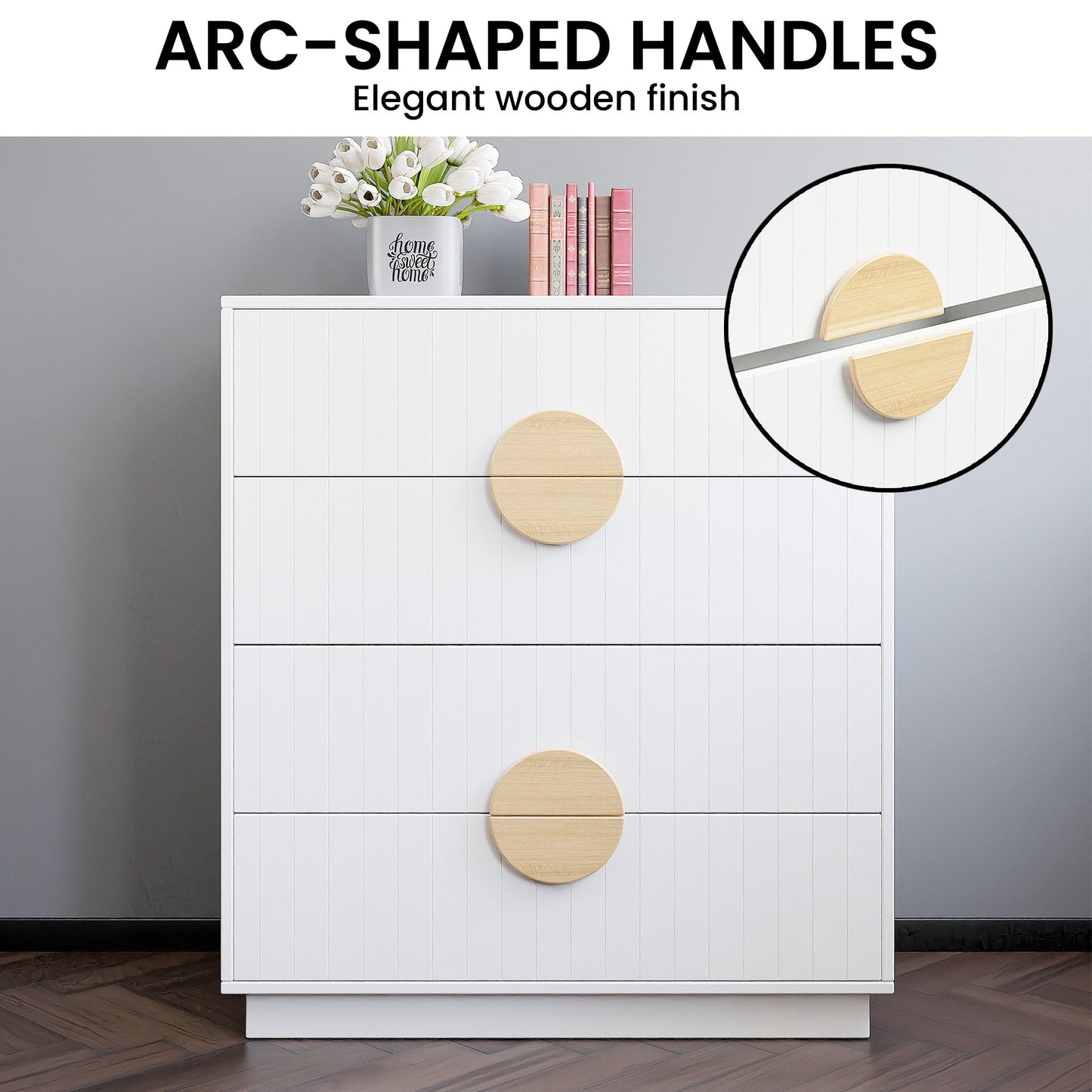 Sarantino Gail Chest of Drawers Tallboy Dresser in White