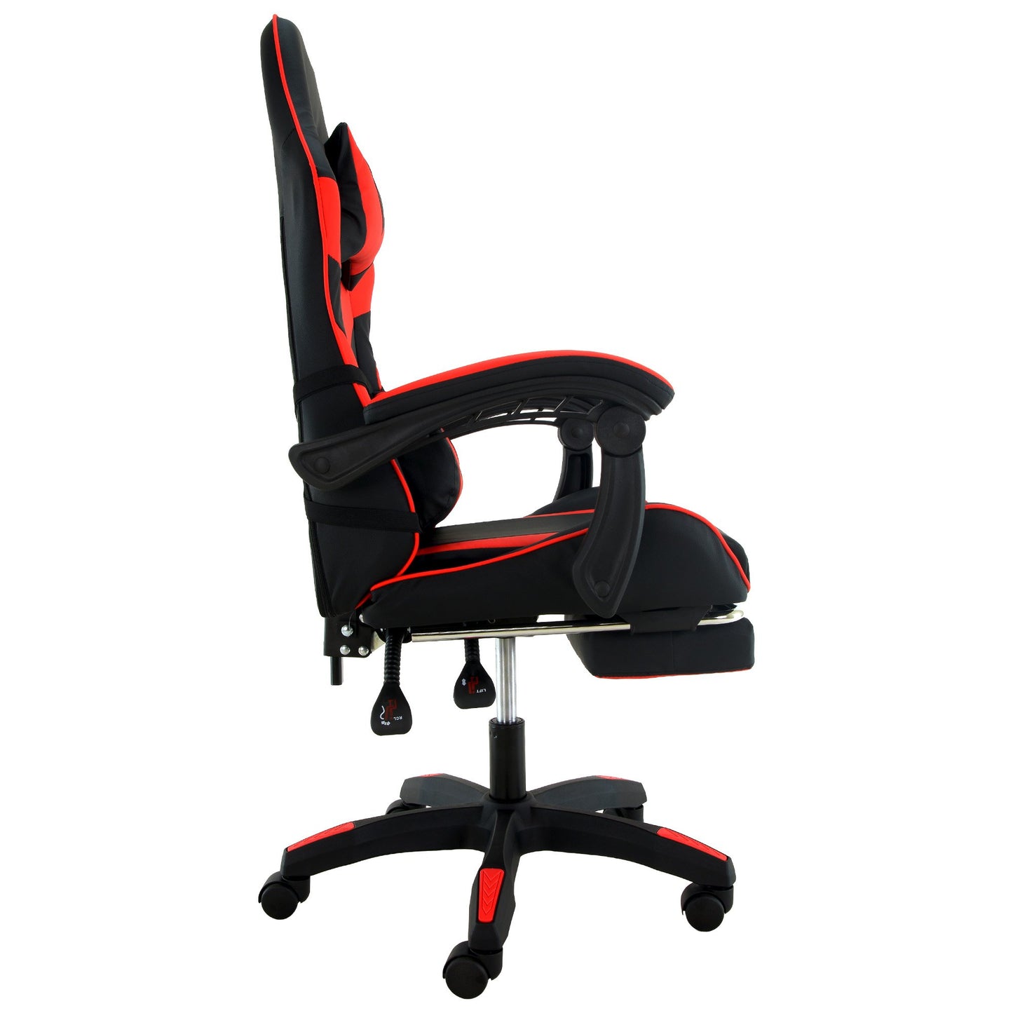 Sarantino Cueva Reclining High Back Office Gaming Chair with Retractable Footrest Office Computer Seating in Black/Red