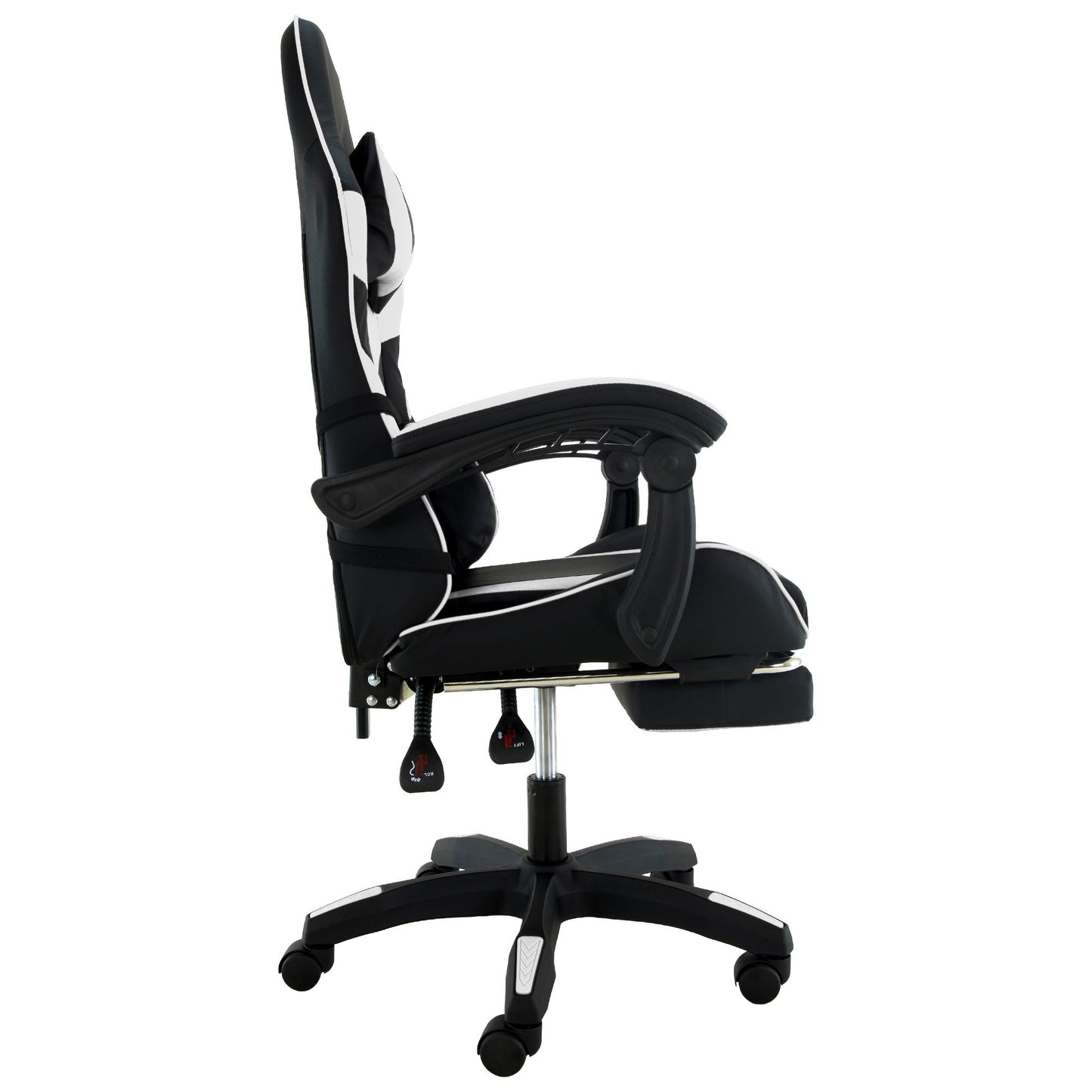 Sarantino Cueva Reclining High Back Office Gaming Chair with Retractable Footrest Office Computer Seating in Black/White
