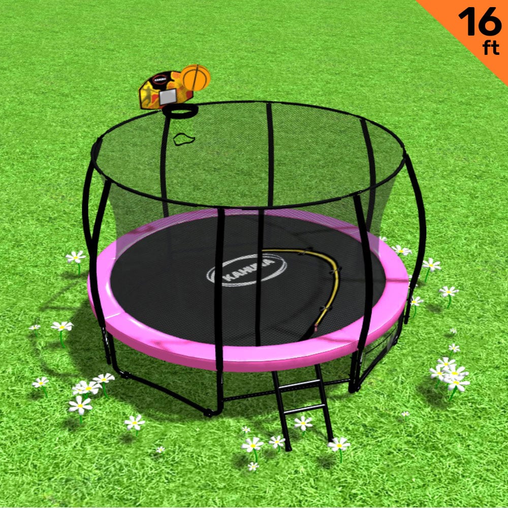 Trampoline 16ft Kahuna with Basket ball set - Pink