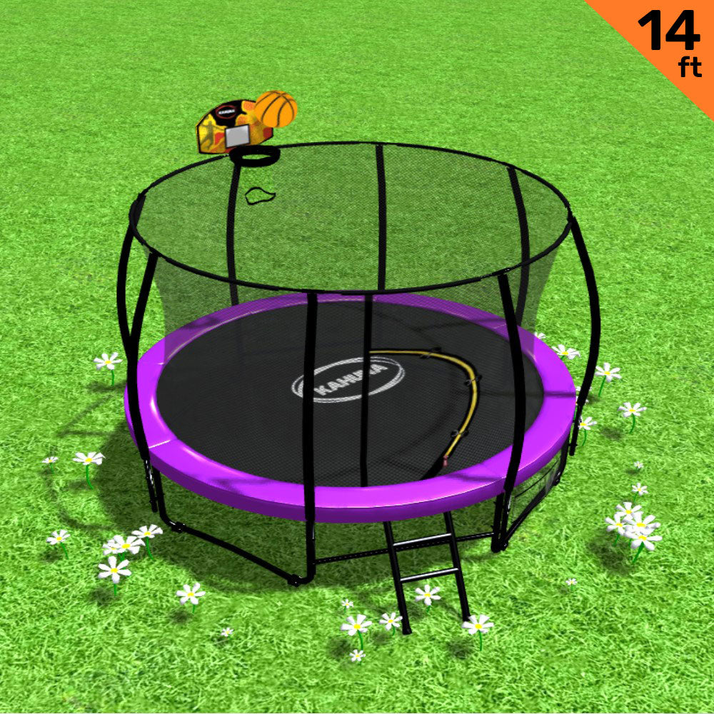 Trampoline 14 ft Kahuna with Basketball set - Purple
