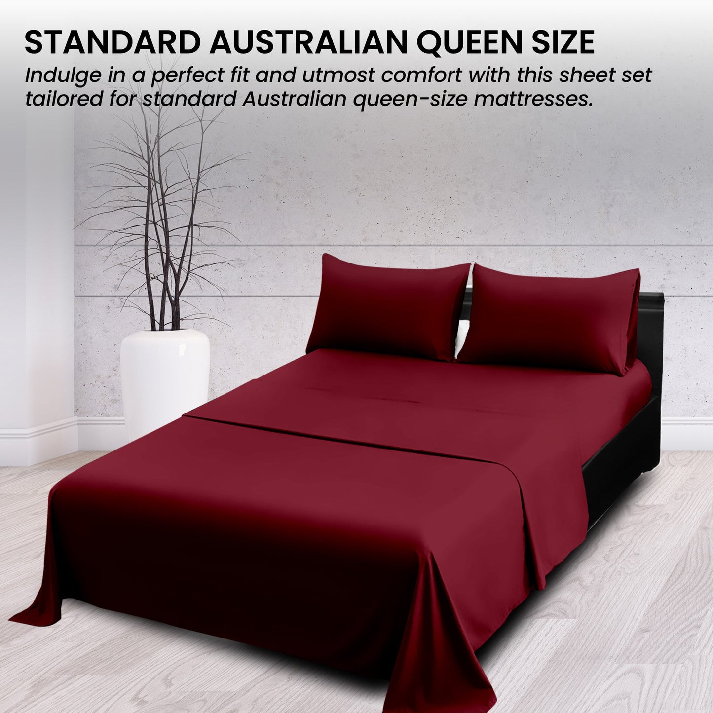 1000 Thread Count Cotton Rich King Bed Sheets 4-Piece Set in Burgundy