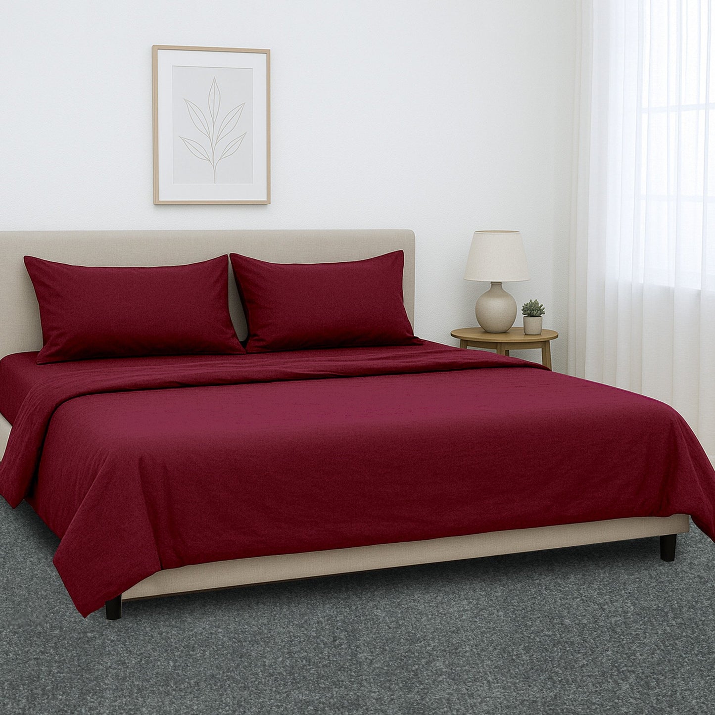 1000 Thread Count Cotton Rich King Bed Sheets 4-Piece Set in Burgundy