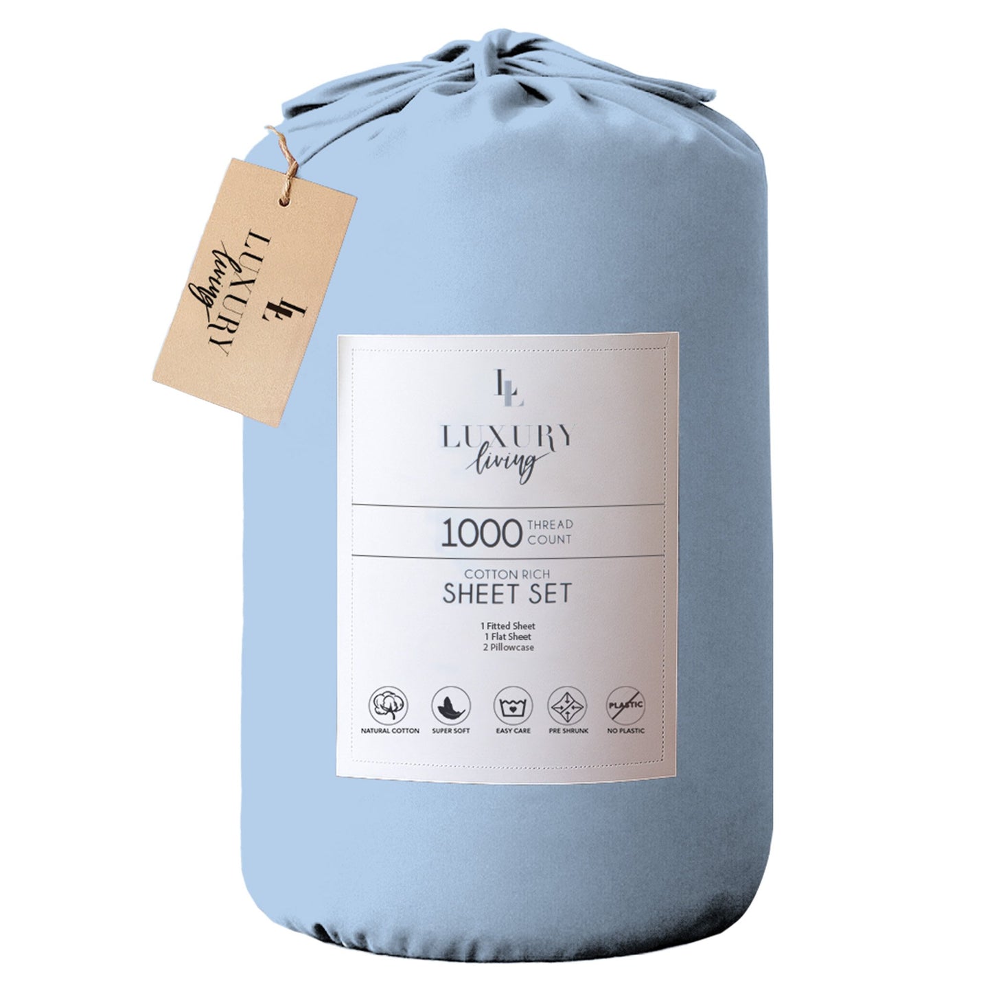 1000 Thread Count Cotton Rich King Bed Sheets 4-Piece Set in Blue