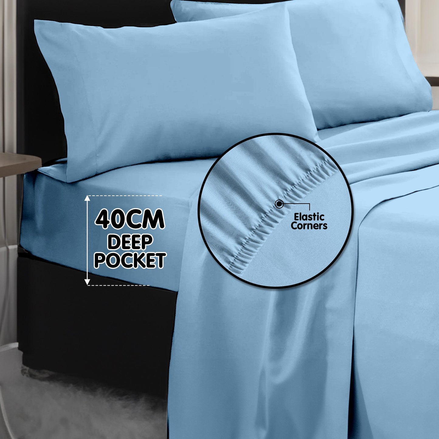 1000 Thread Count Cotton Rich King Bed Sheets 4-Piece Set in Blue