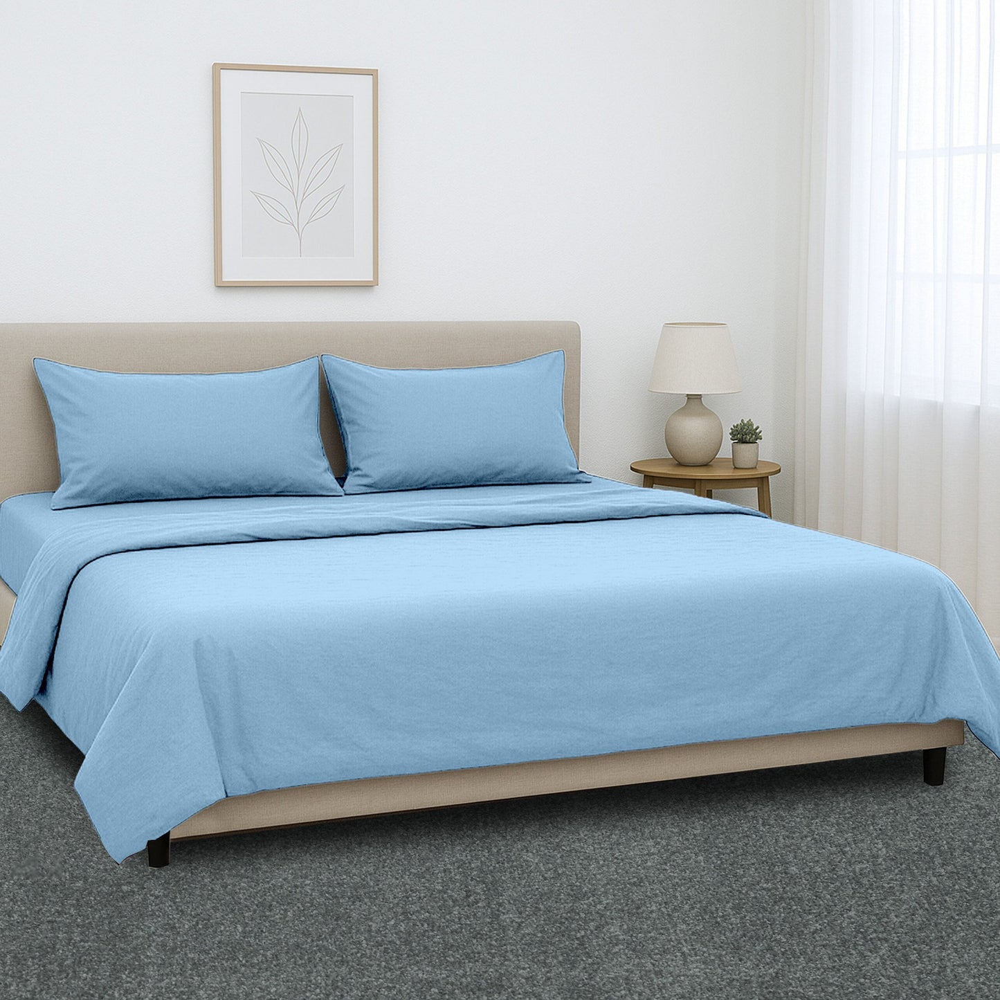 1000 Thread Count Cotton Rich King Bed Sheets 4-Piece Set in Blue