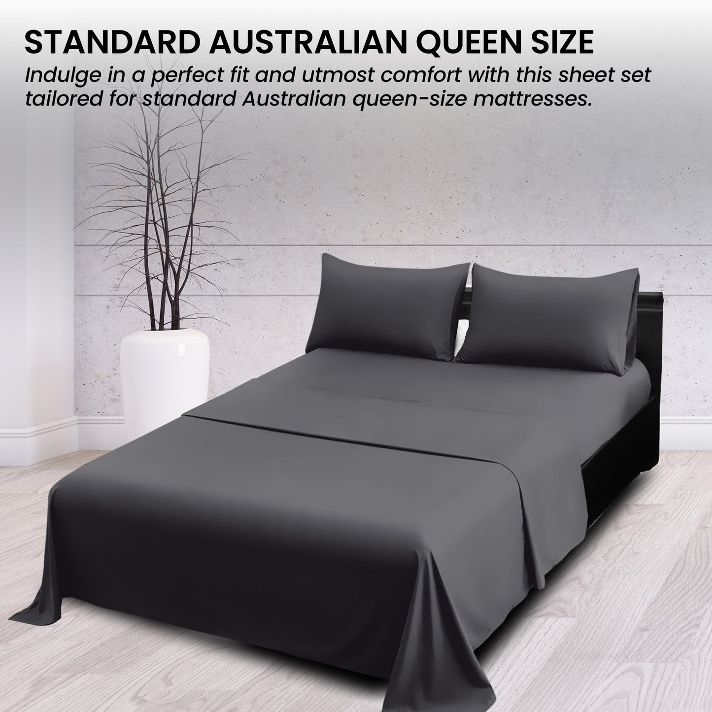 1000 Thread Count Cotton Rich King Bed Sheets 4-Piece Set in Charcoal