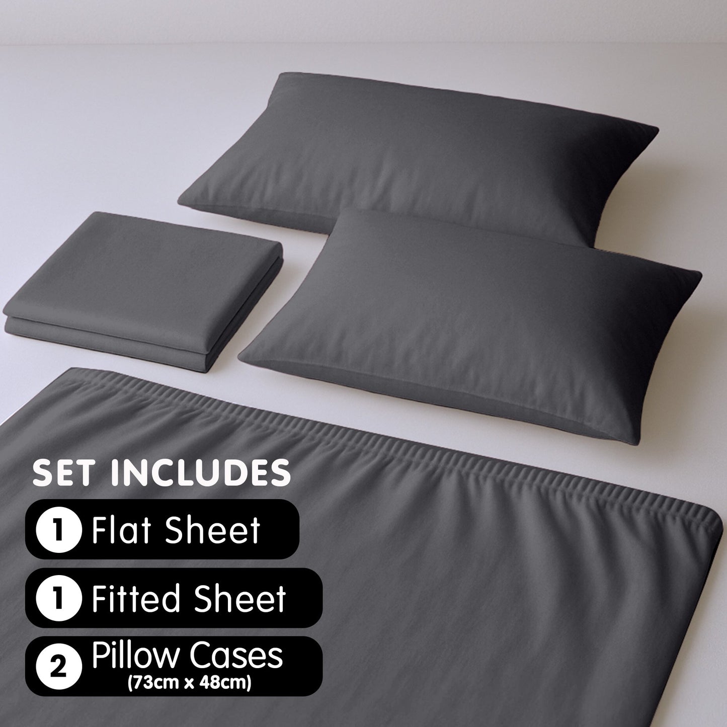 1000 Thread Count Cotton Rich King Bed Sheets 4-Piece Set in Charcoal