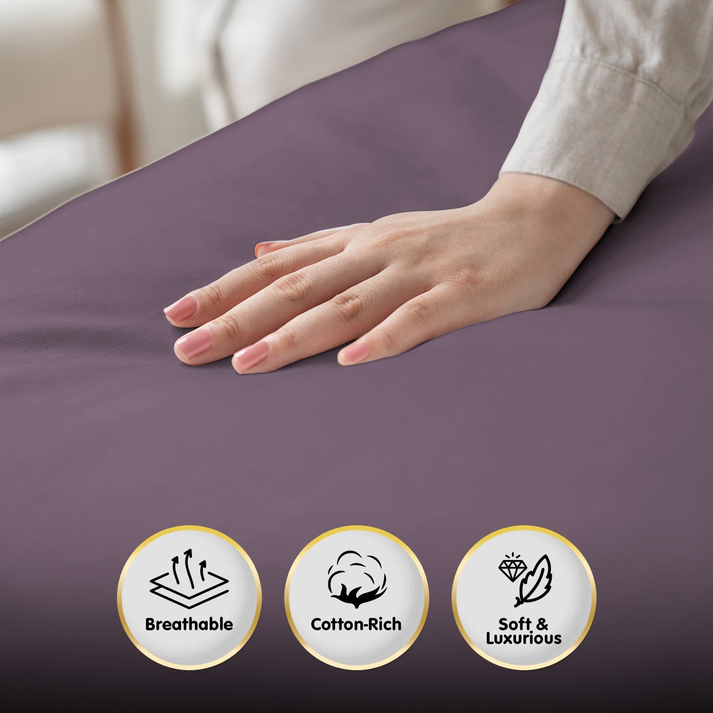 1000 Thread Count Cotton Rich King Bed Sheets 4-Piece Set in Lilac
