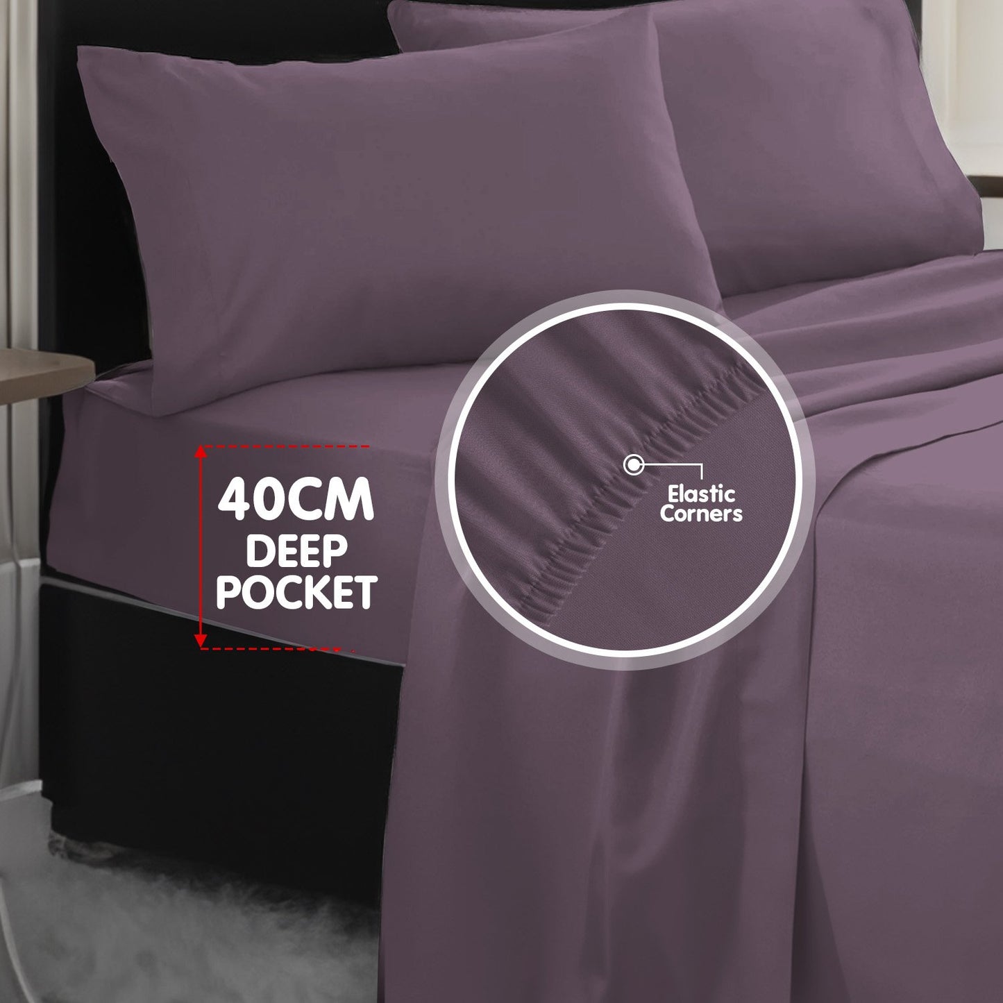 1000 Thread Count Cotton Rich King Bed Sheets 4-Piece Set in Lilac