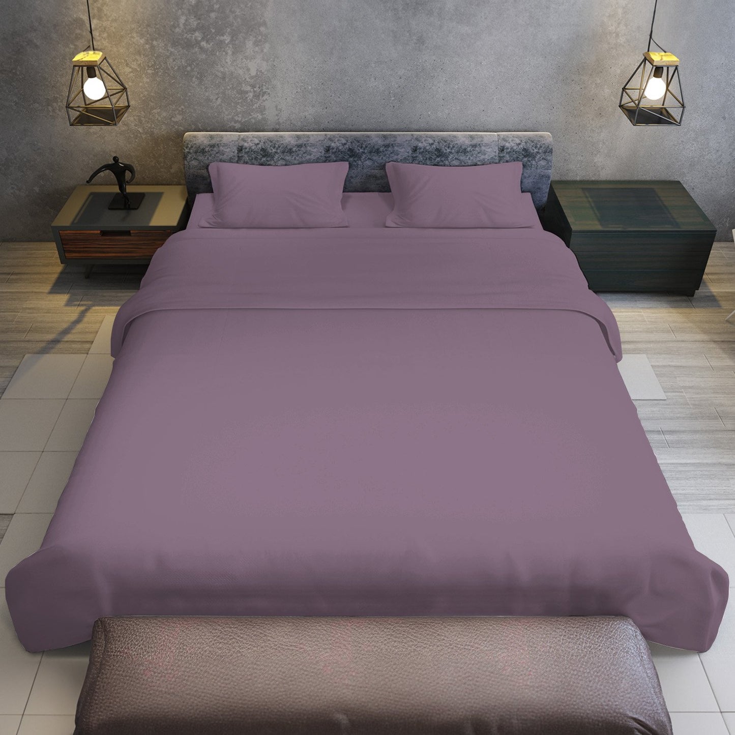 1000 Thread Count Cotton Rich King Bed Sheets 4-Piece Set in Lilac